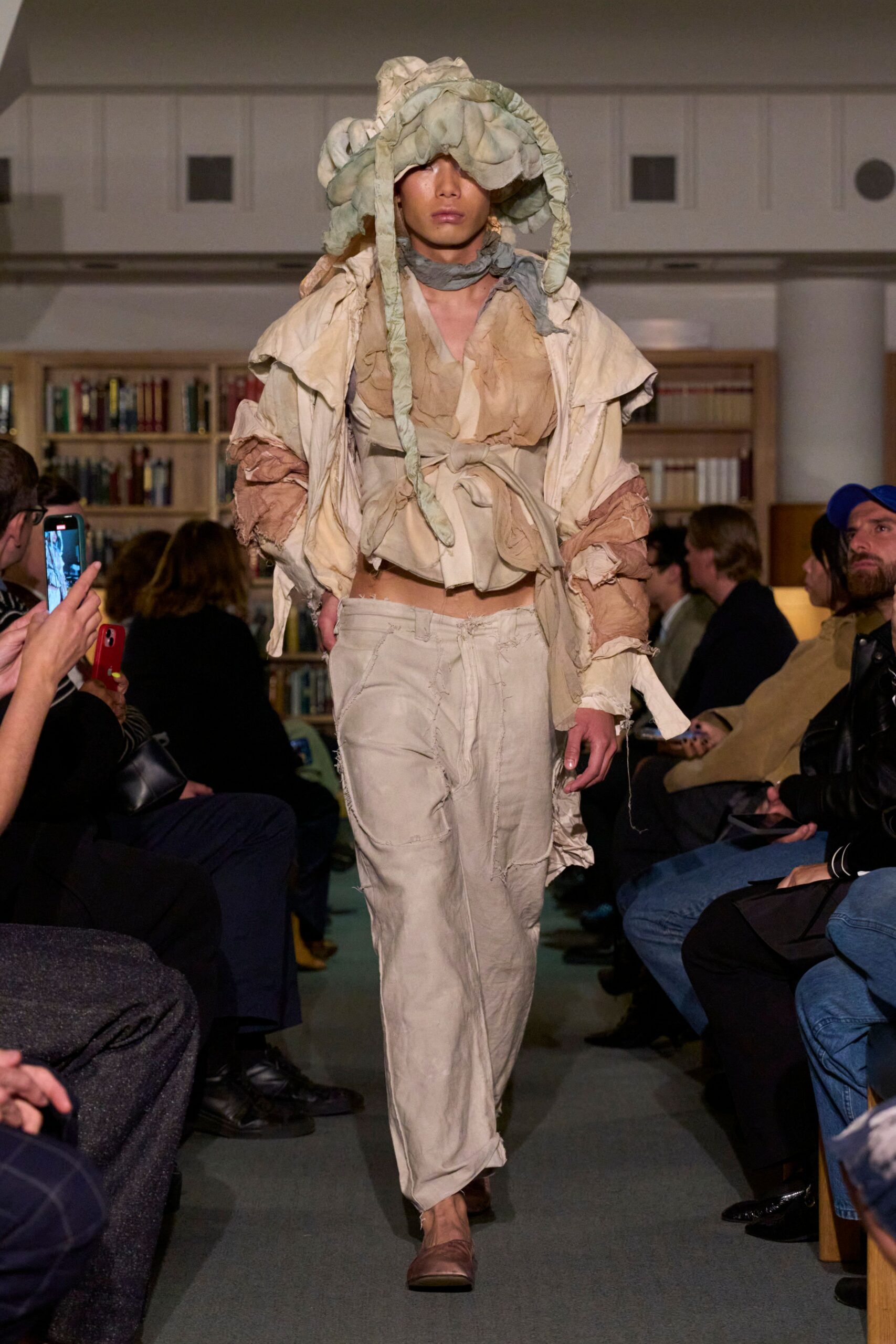 beige cotton long-sleeve oversized layered jacket