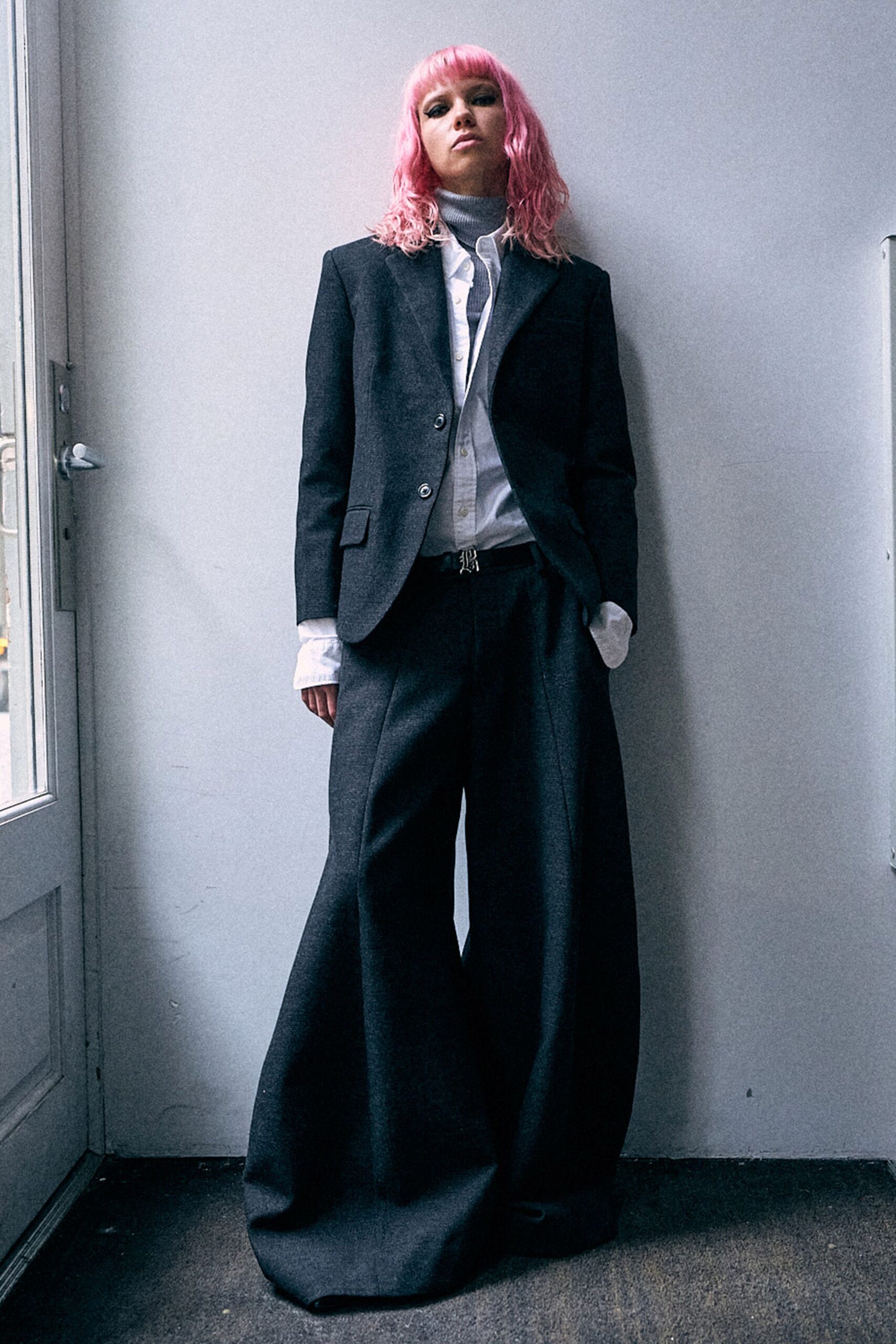black wool blazer and pants