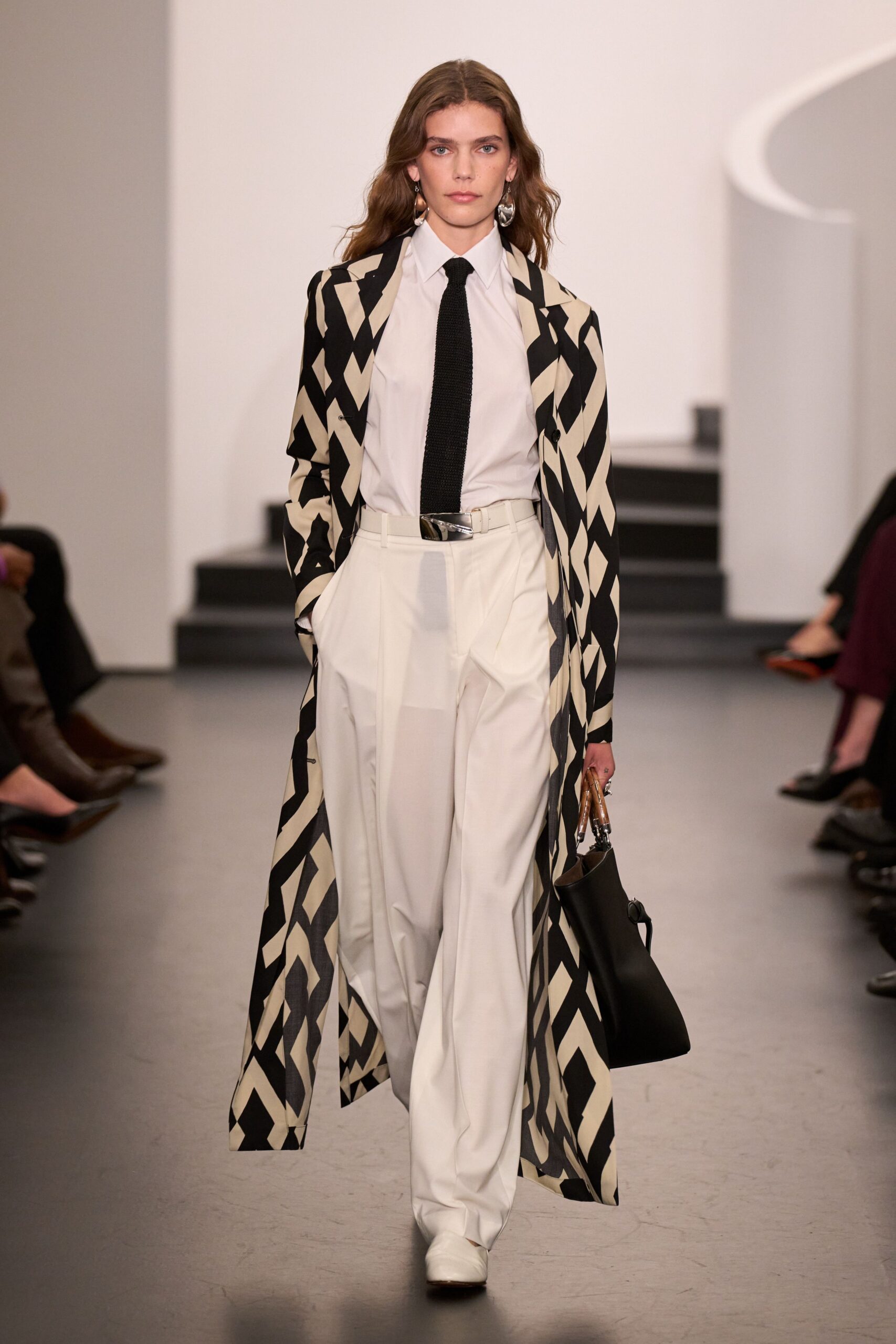 black and white printed coat