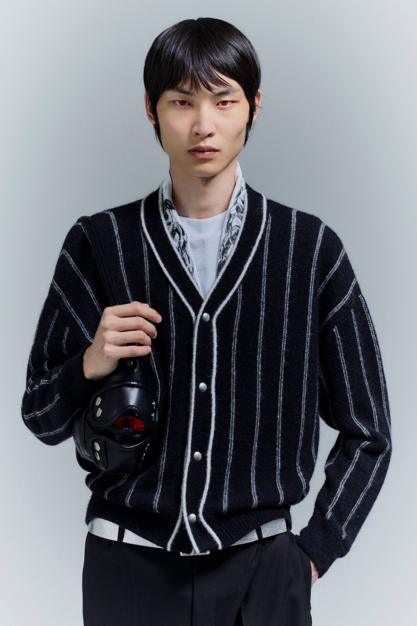 black and white striped cardigan