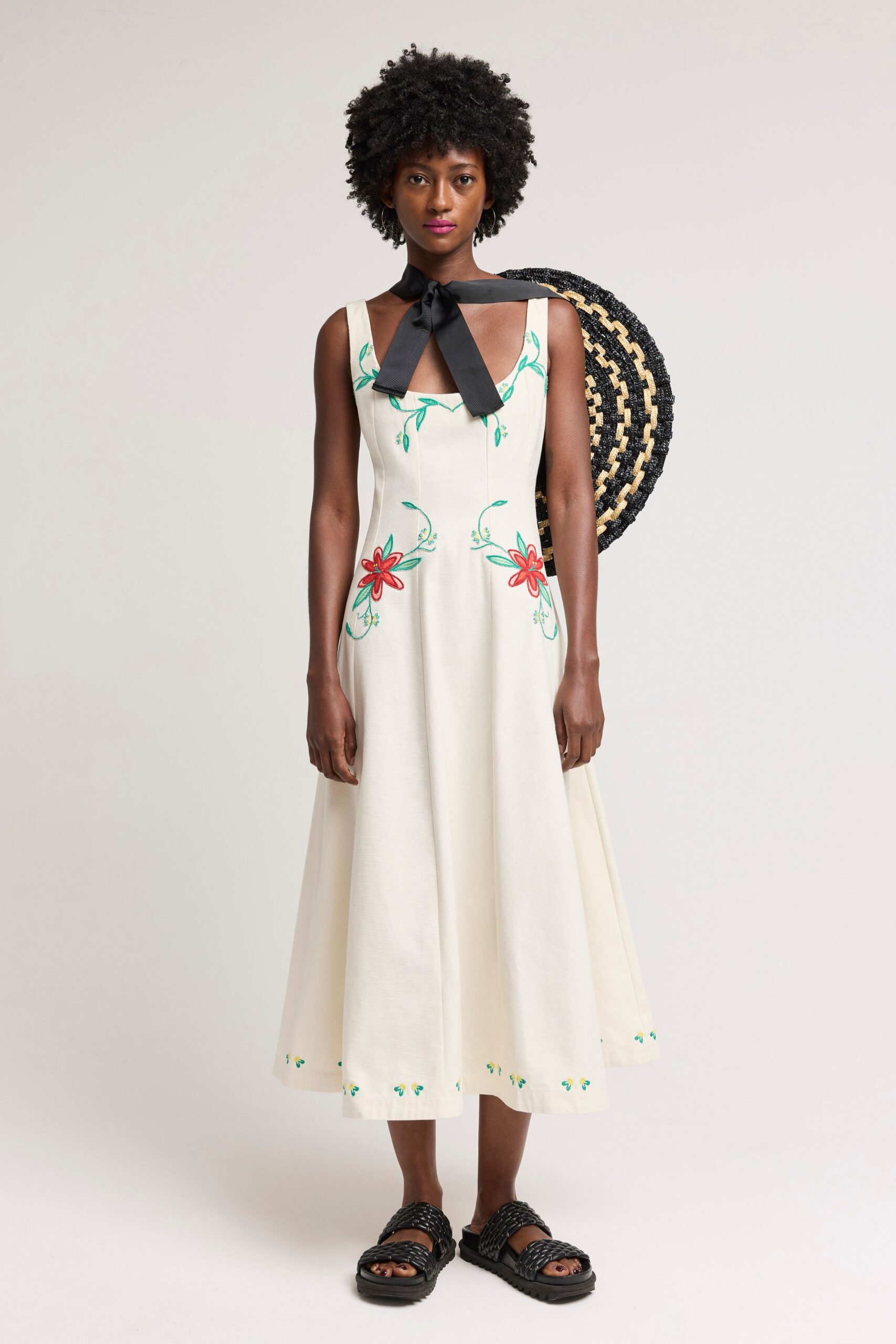 white embroidered midi dress