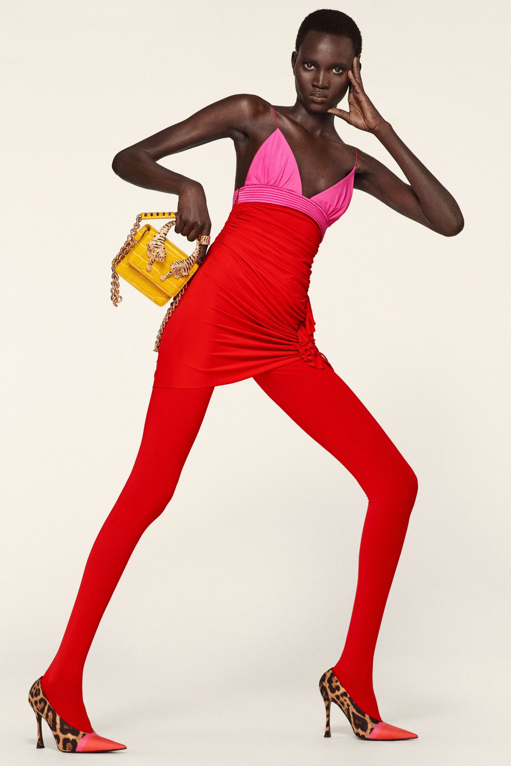 red fitted leggings