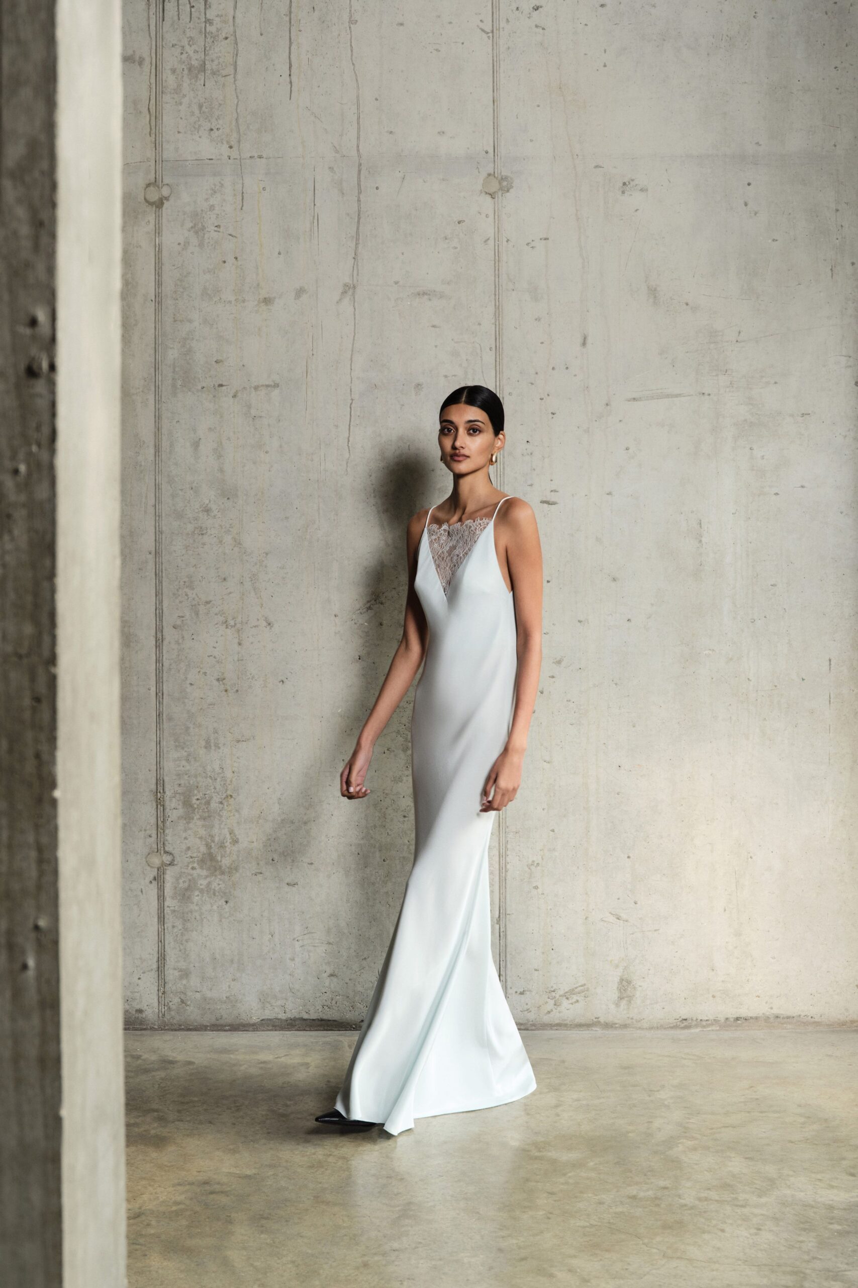 light blue sleeveless gown