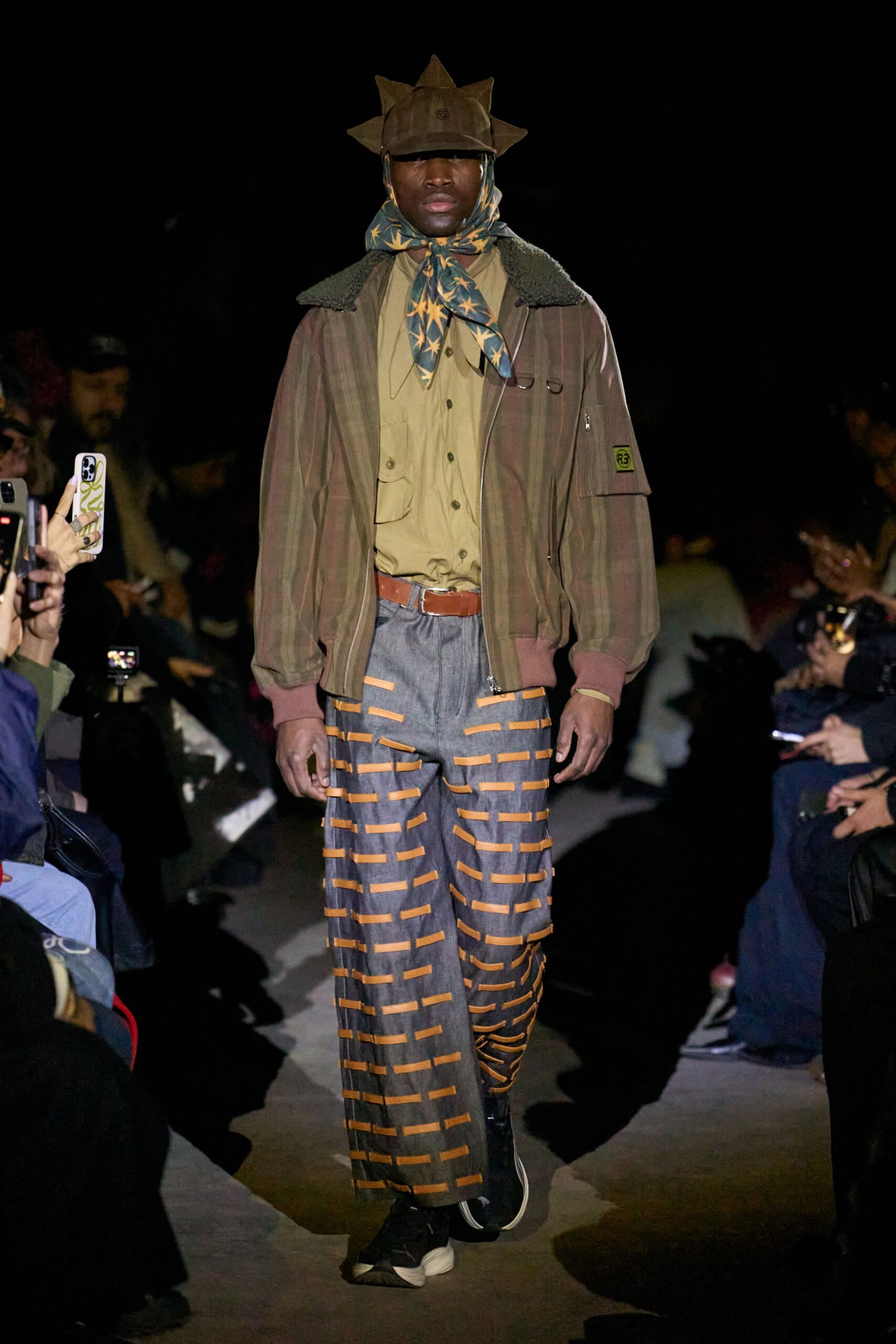 relaxed brown jacket with wide-leg pants