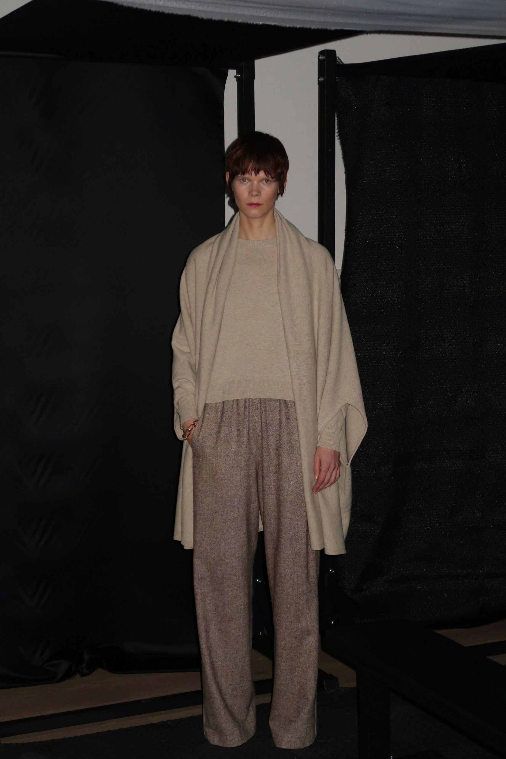 beige wool oversized cape