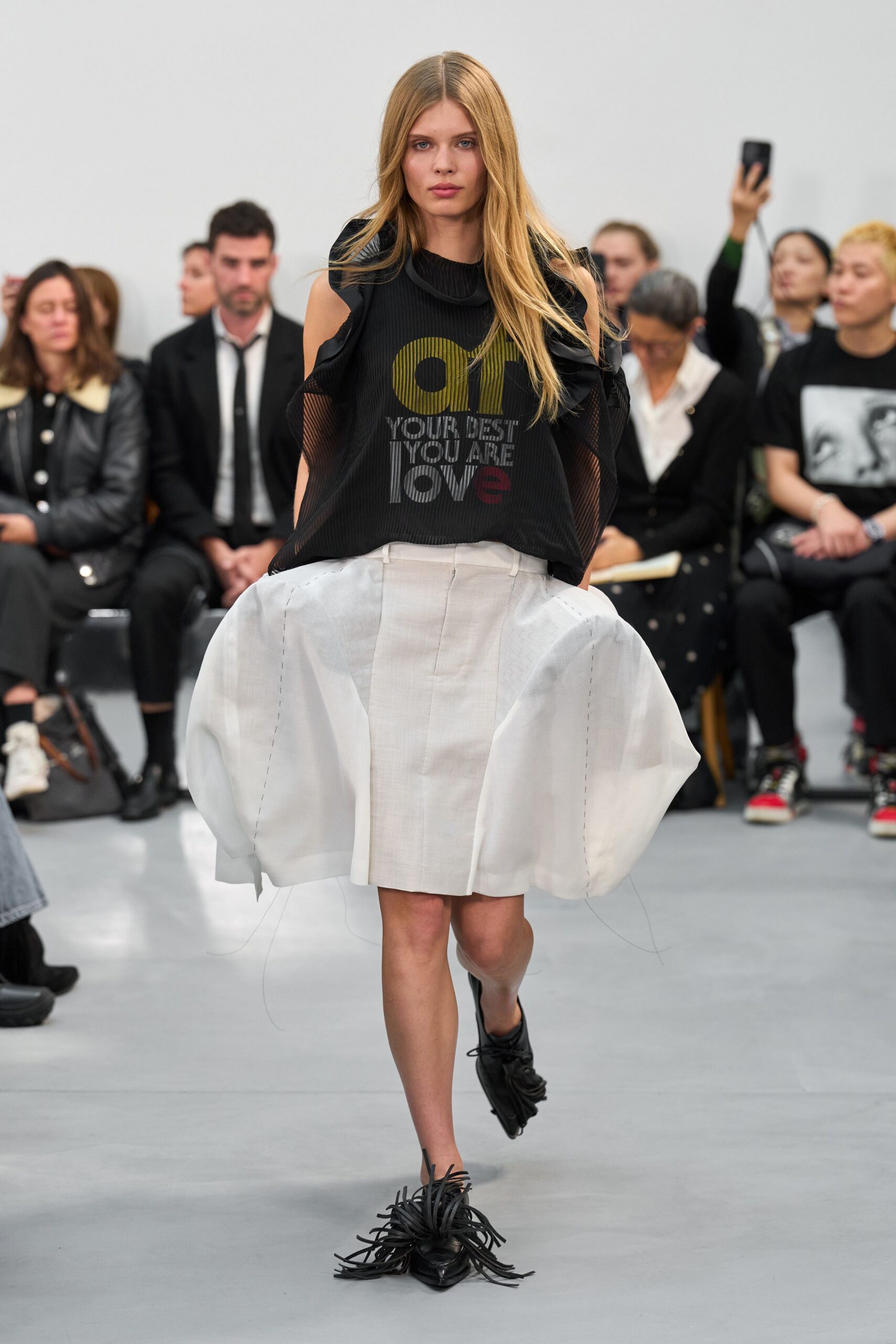 white cotton asymmetric fitted pleated skirt