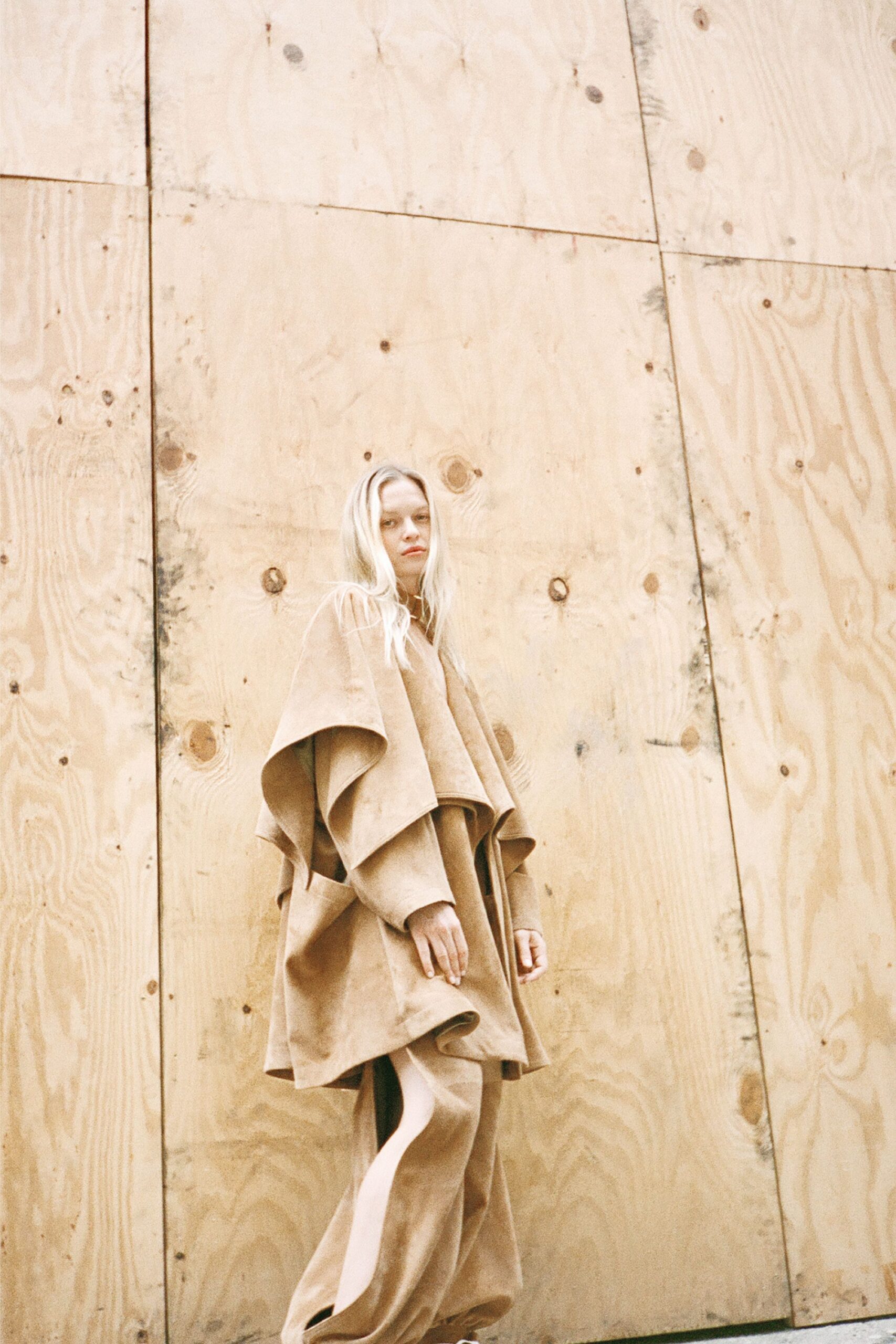 beige wool oversized poncho