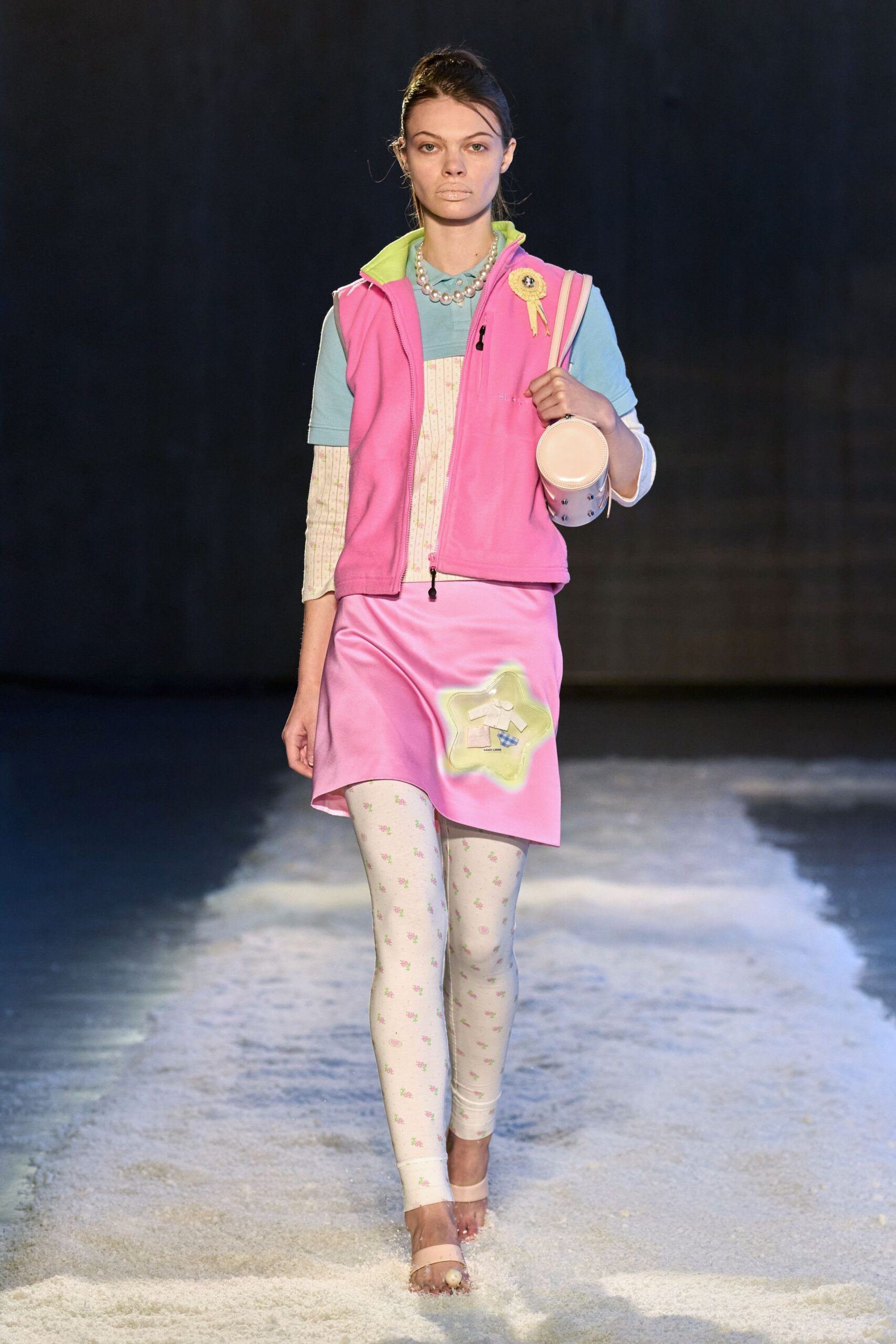 pink cotton sleeveless fitted zippered vest