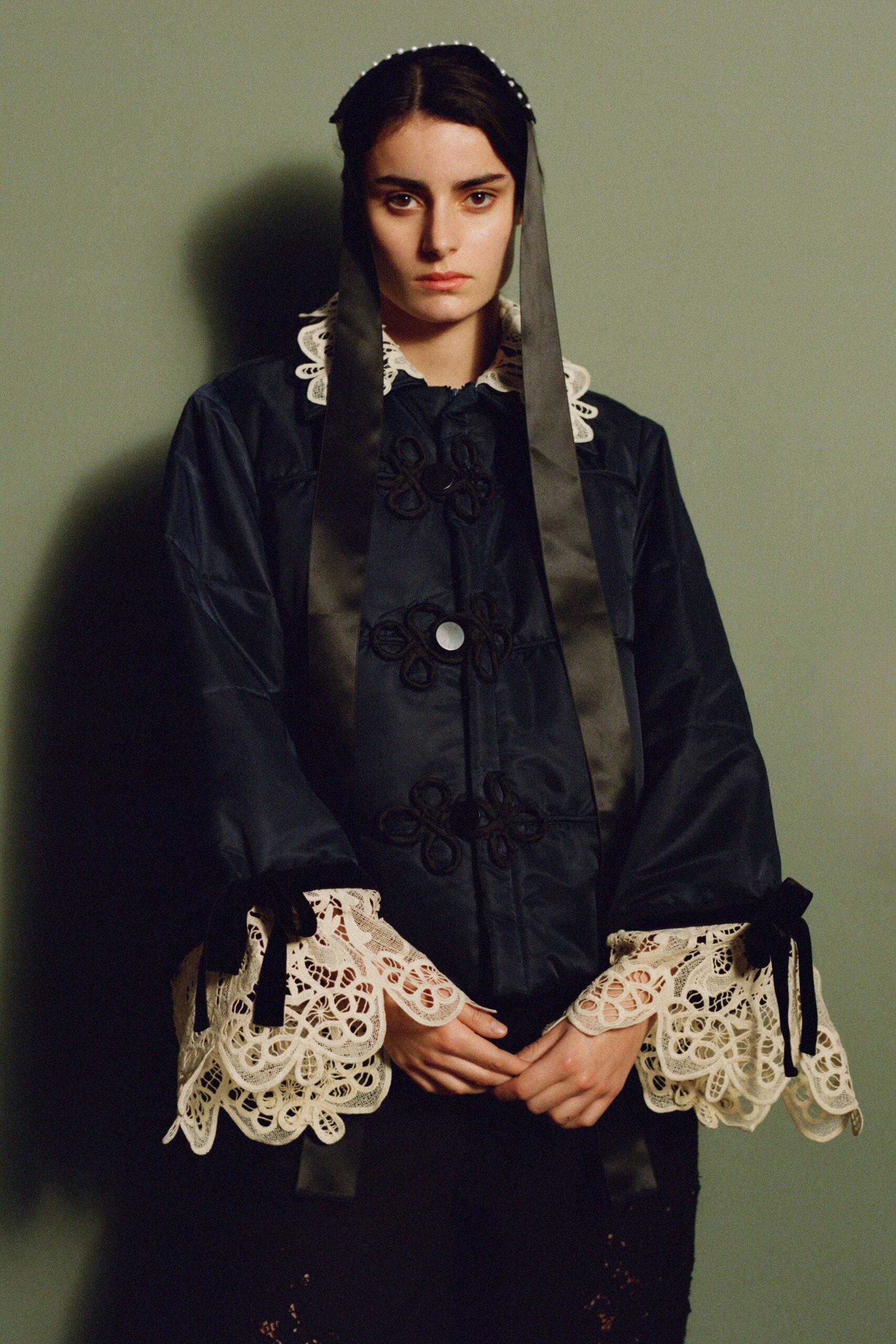 black relaxed jacket with embroidery