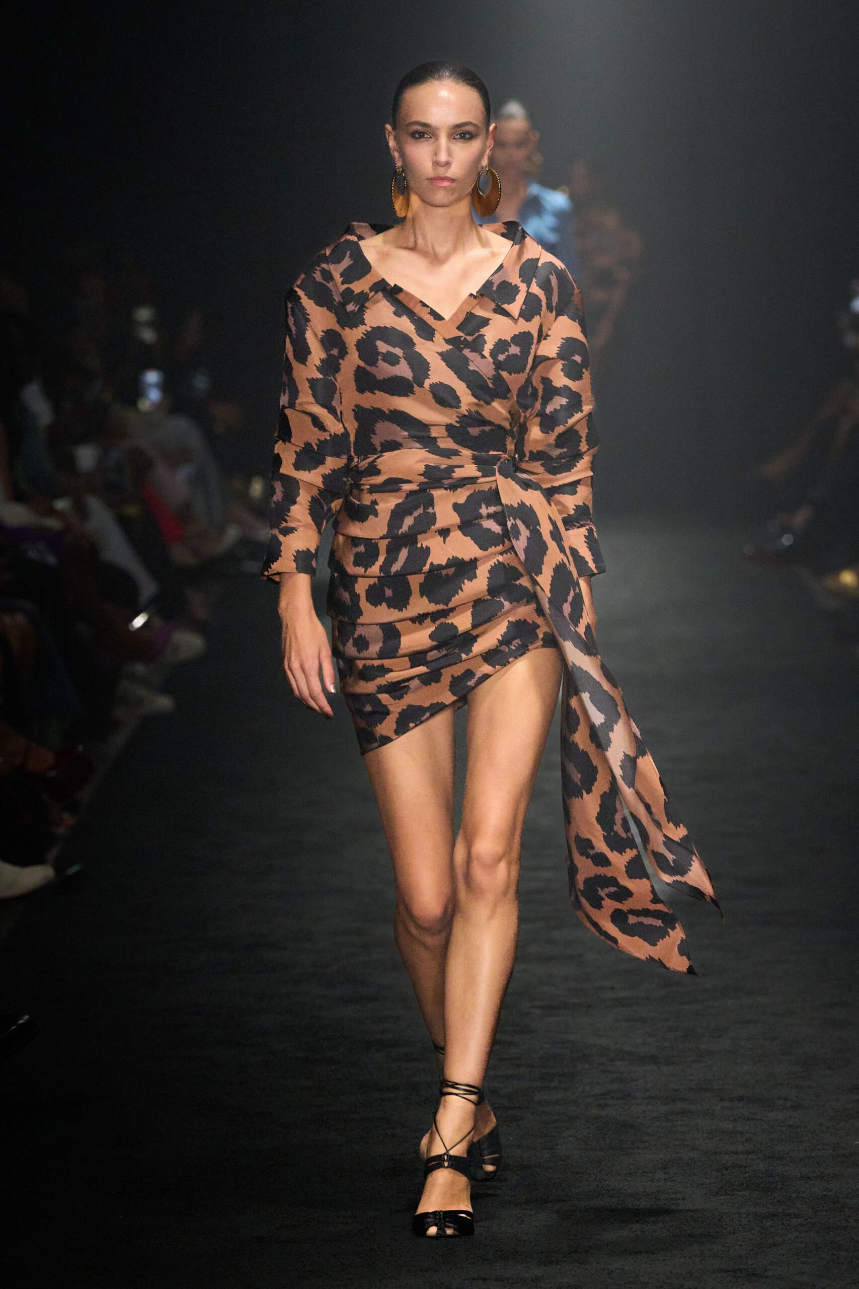 brown black animal-print mini dress