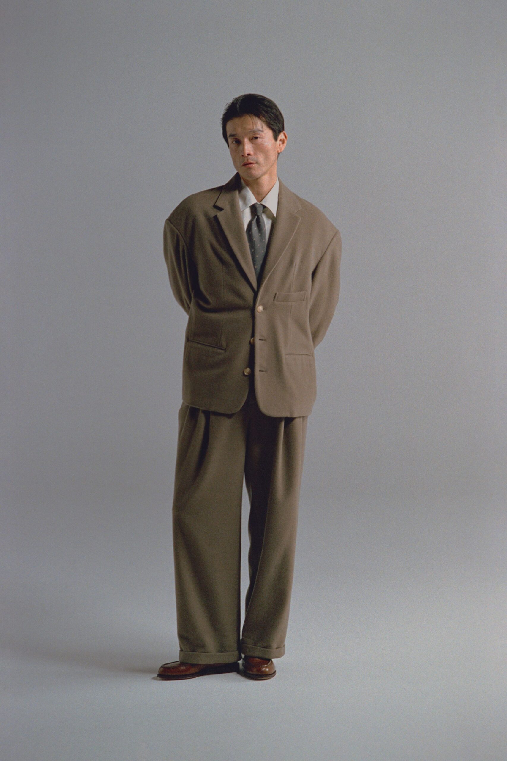brown oversized blazer and pants