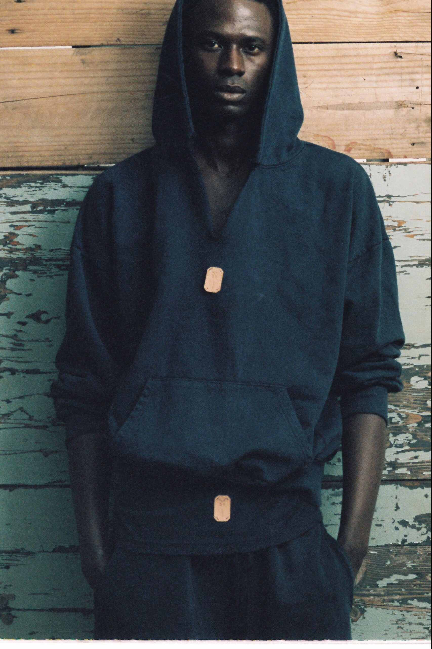 blue relaxed hoodie and pants