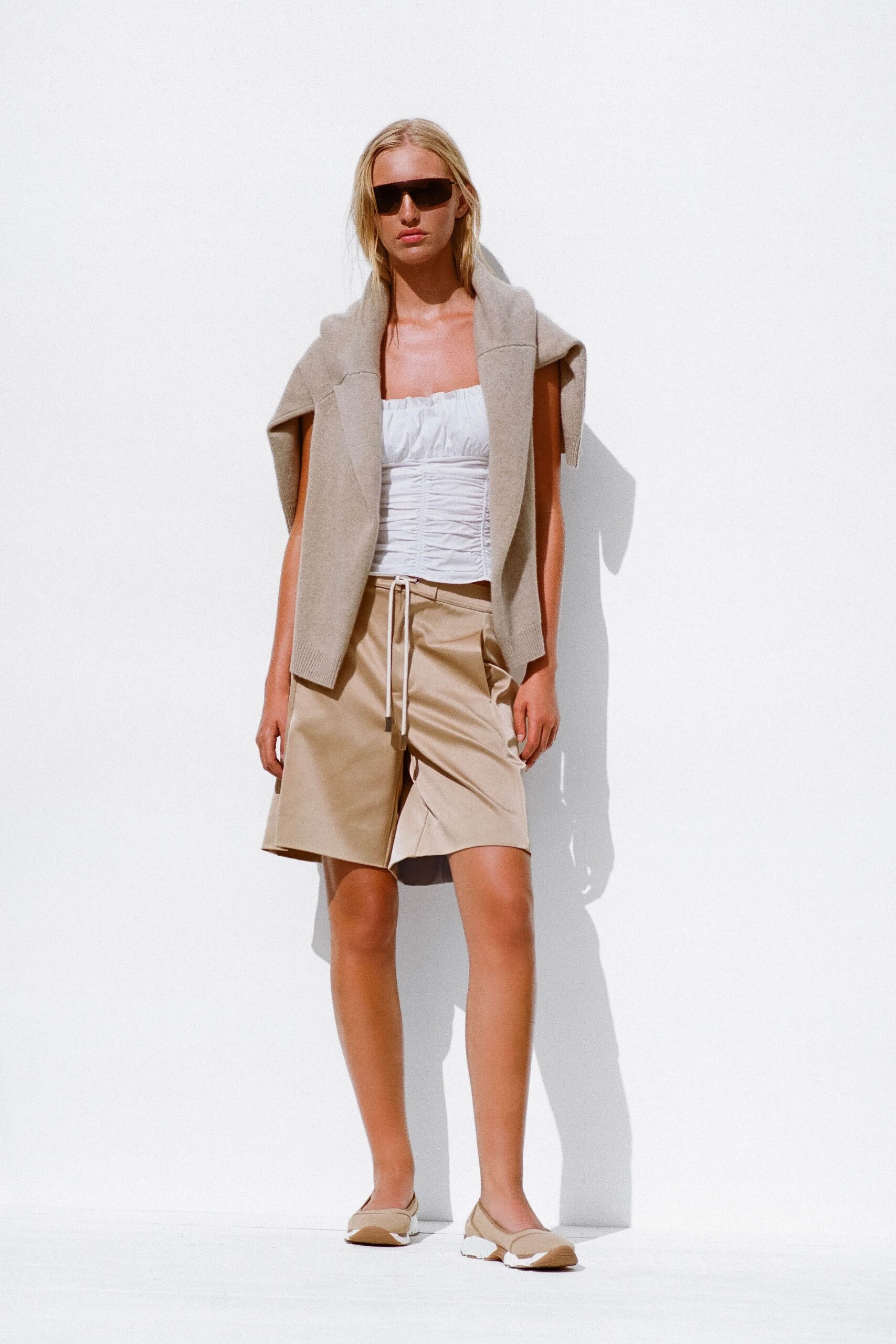 beige wool long-sleeve relaxed cardigan