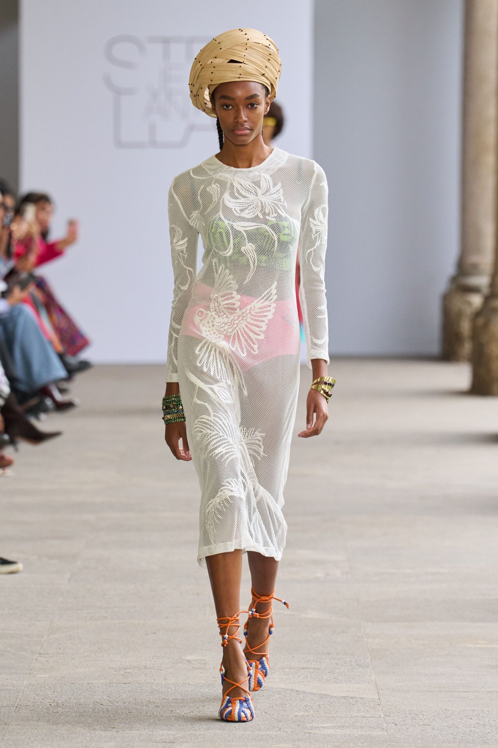 white lace long-sleeve v-neck fitted embroidered sheer dress