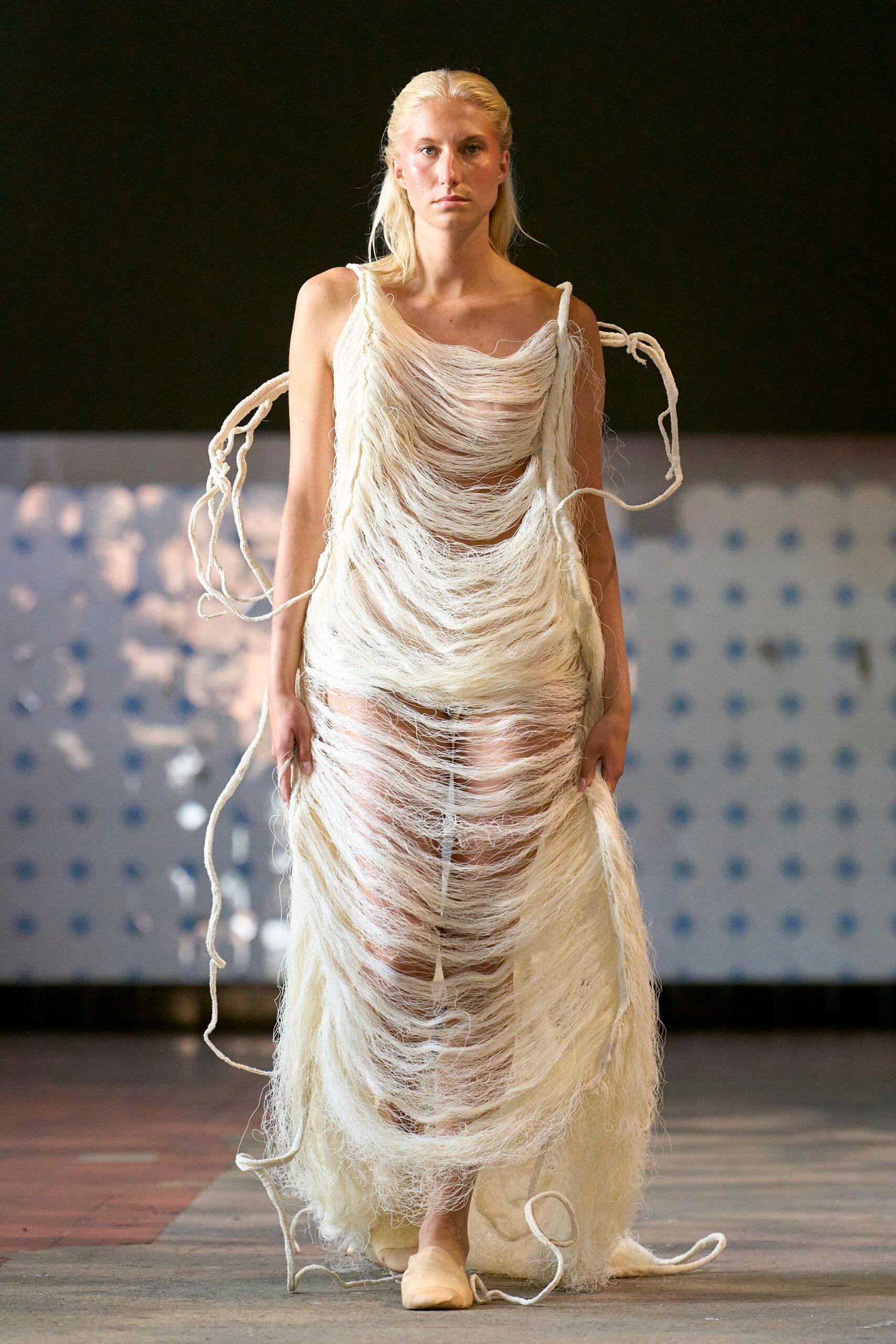 white cotton sleeveless v-neck fitted layered sheer dress