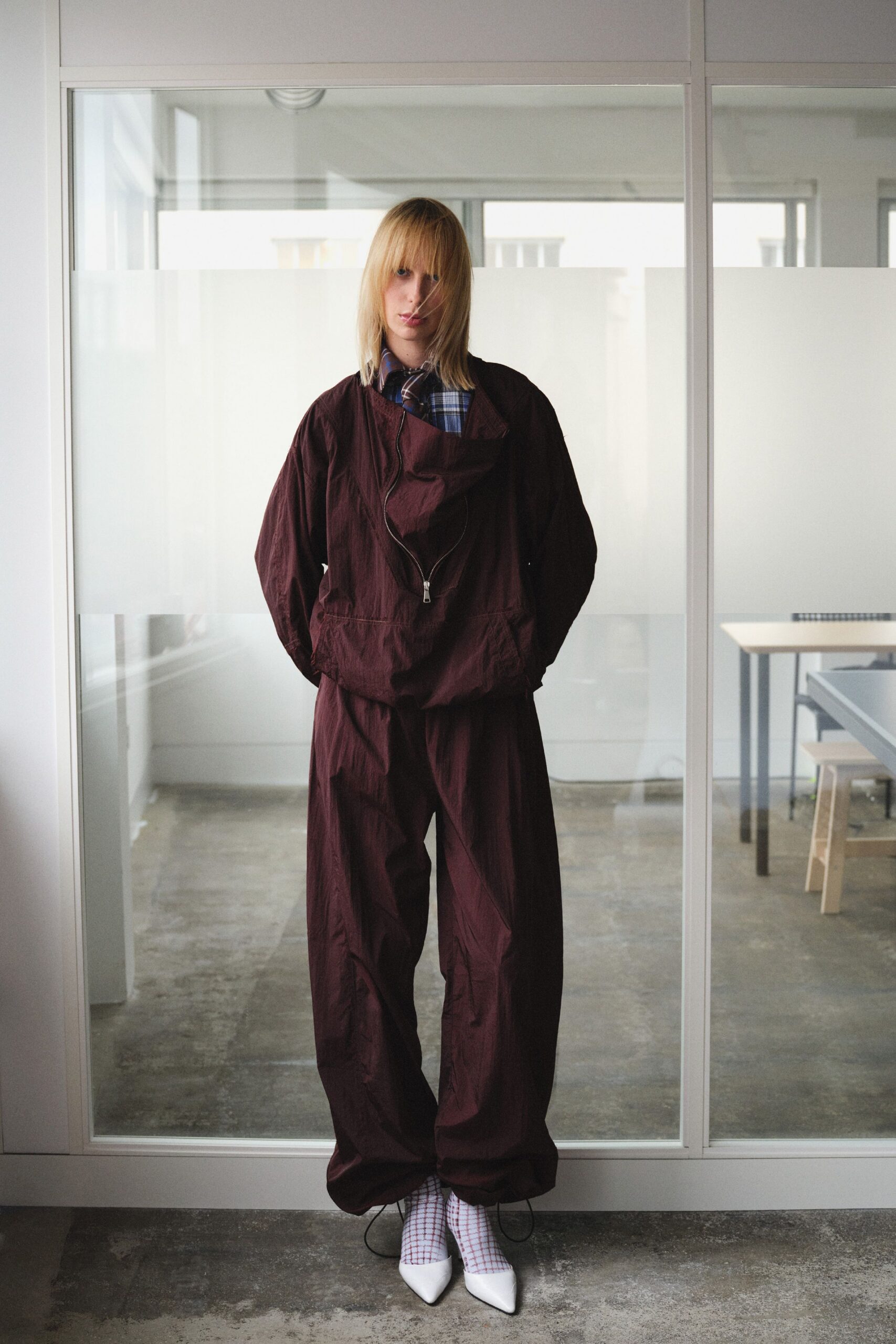 brown relaxed jacket and pants