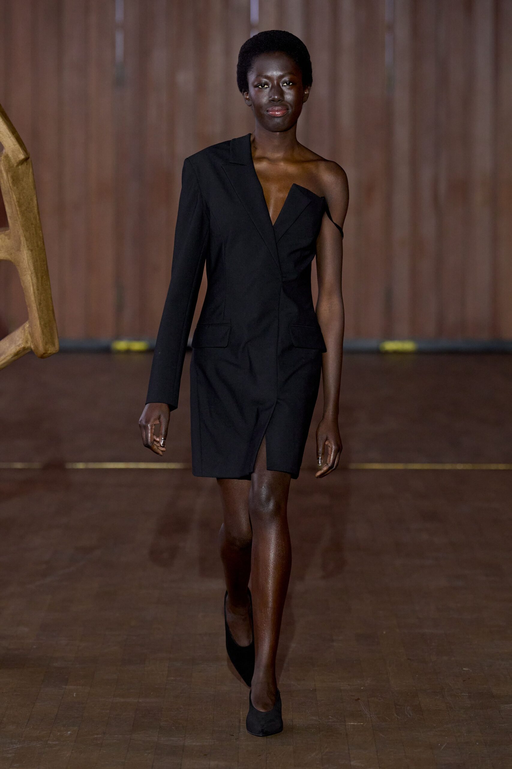 black fitted asymmetric dress