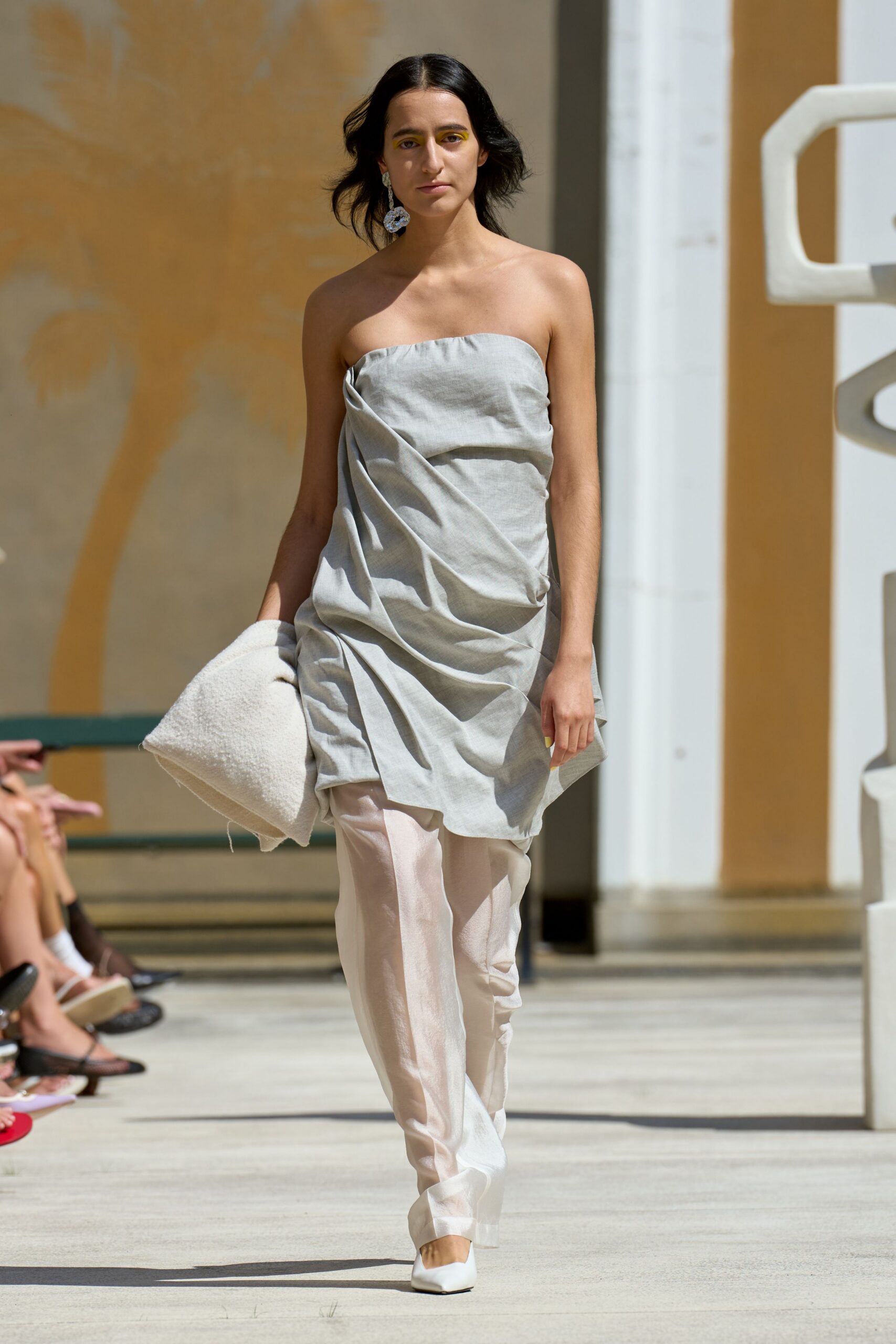white cotton fitted sheer pants