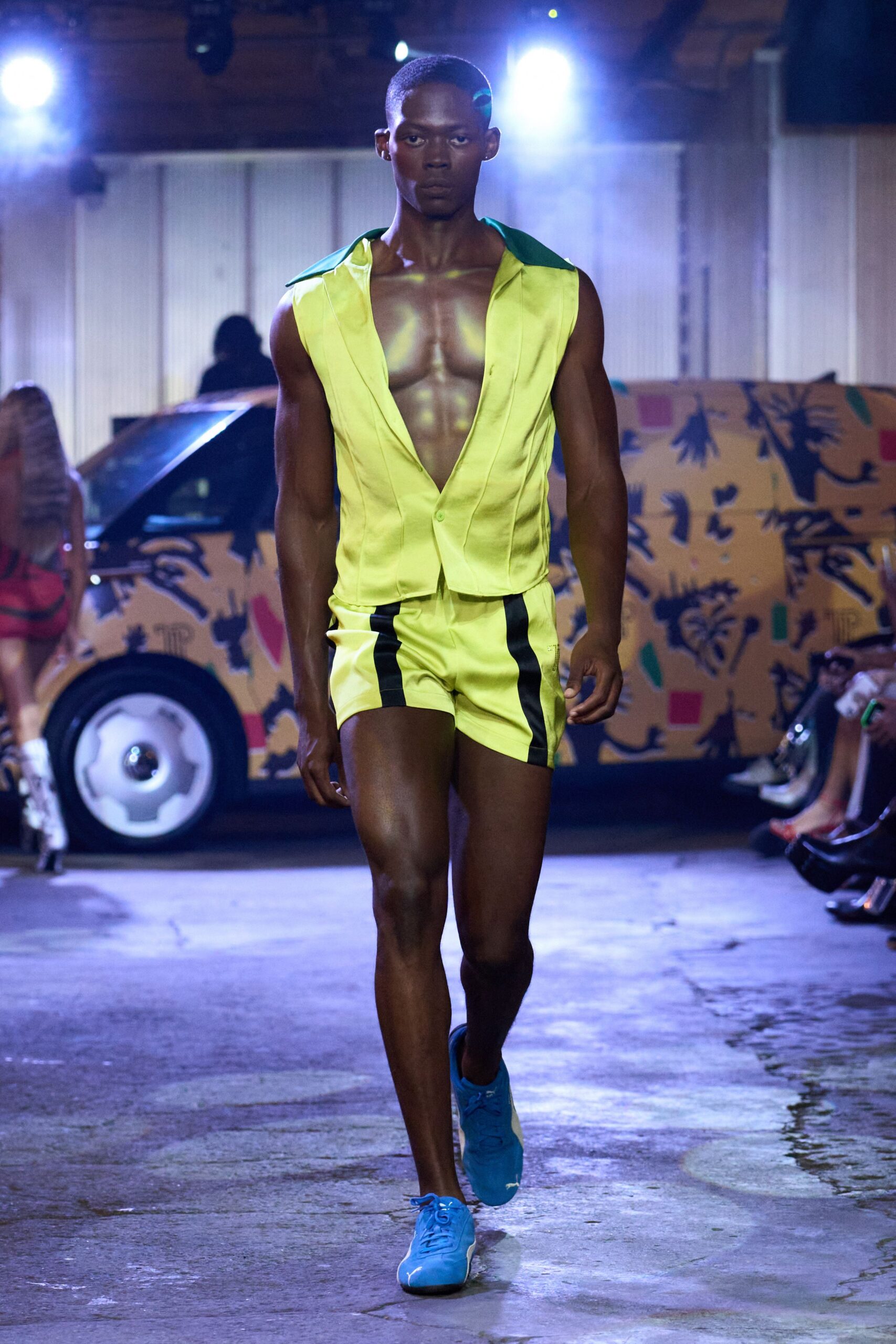 yellow sleeveless v-neck fitted zippered romper