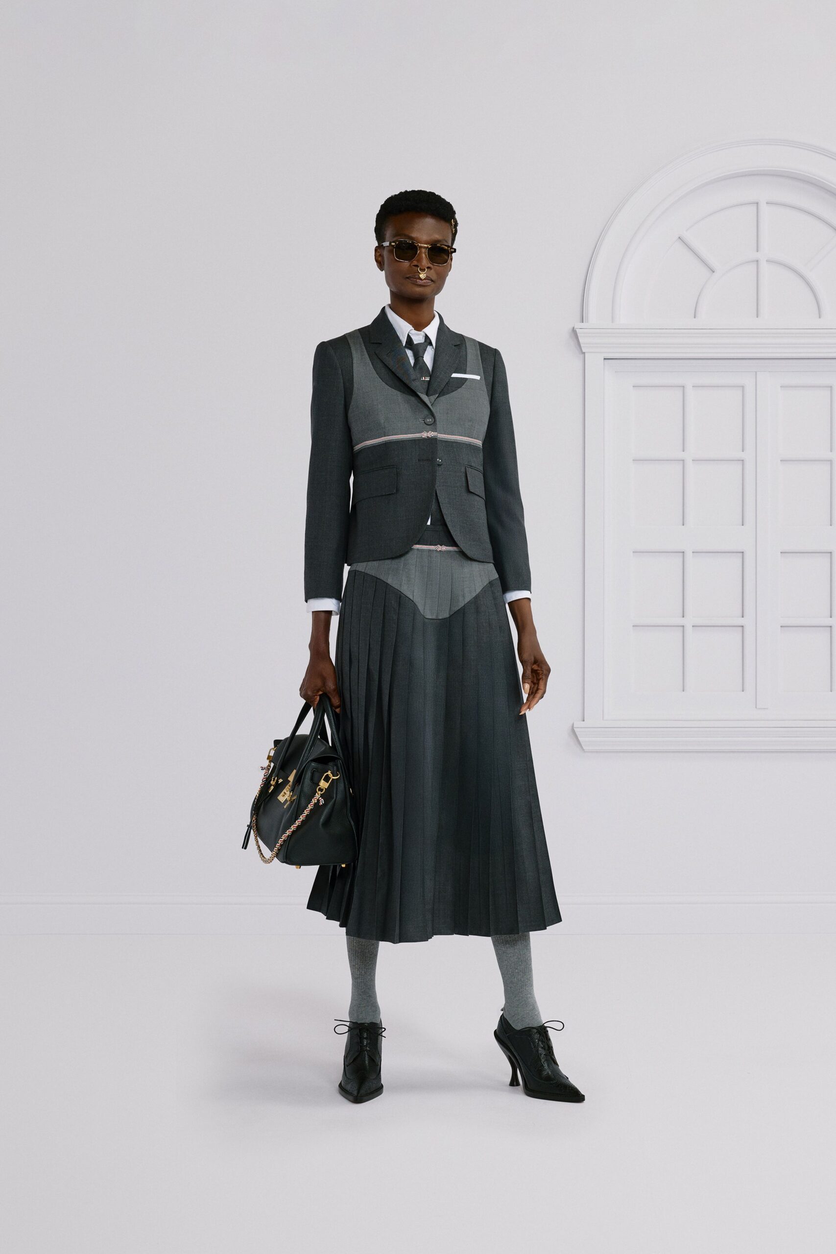 gray wool tailored buttoned vest