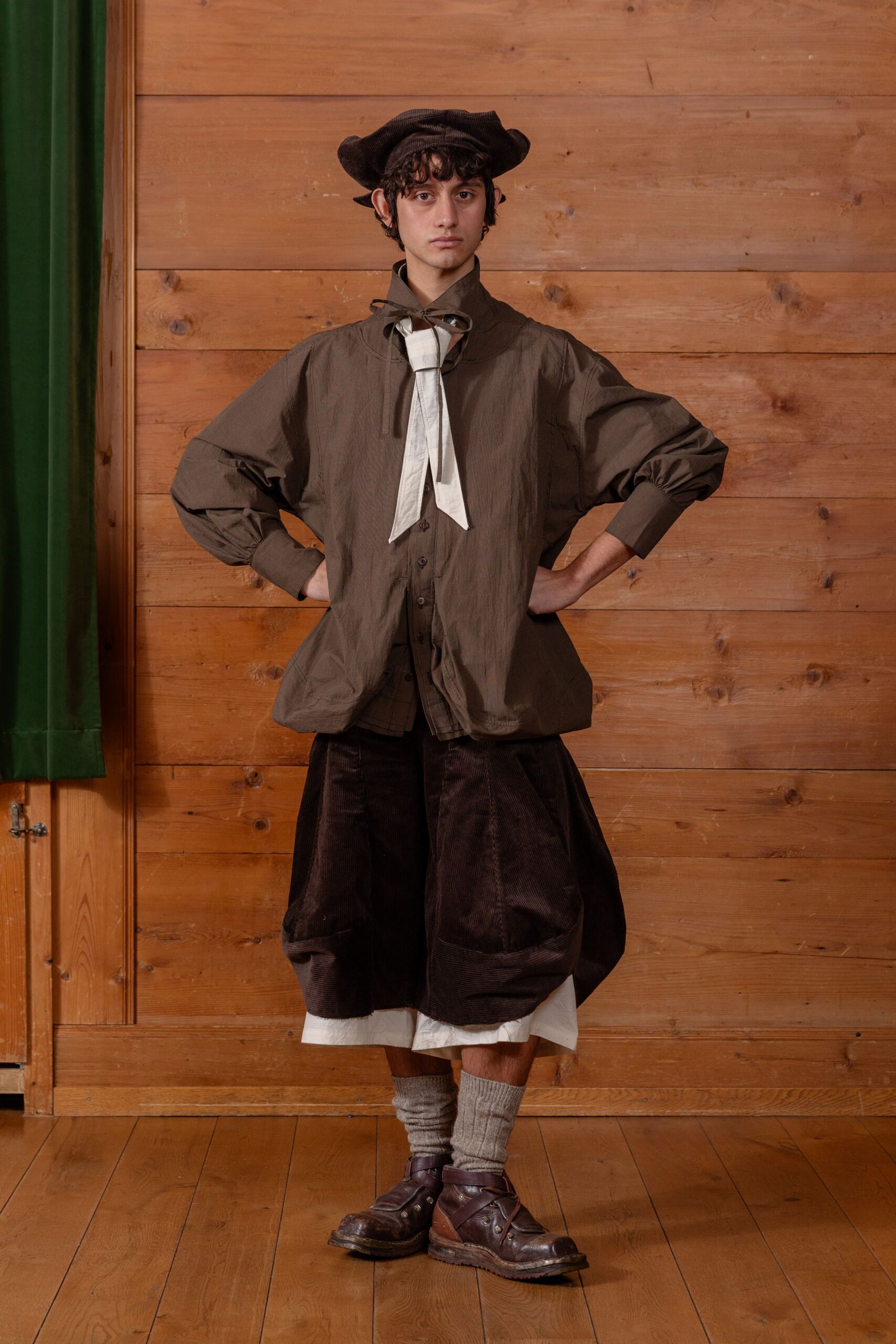 brown relaxed shirt and skirt