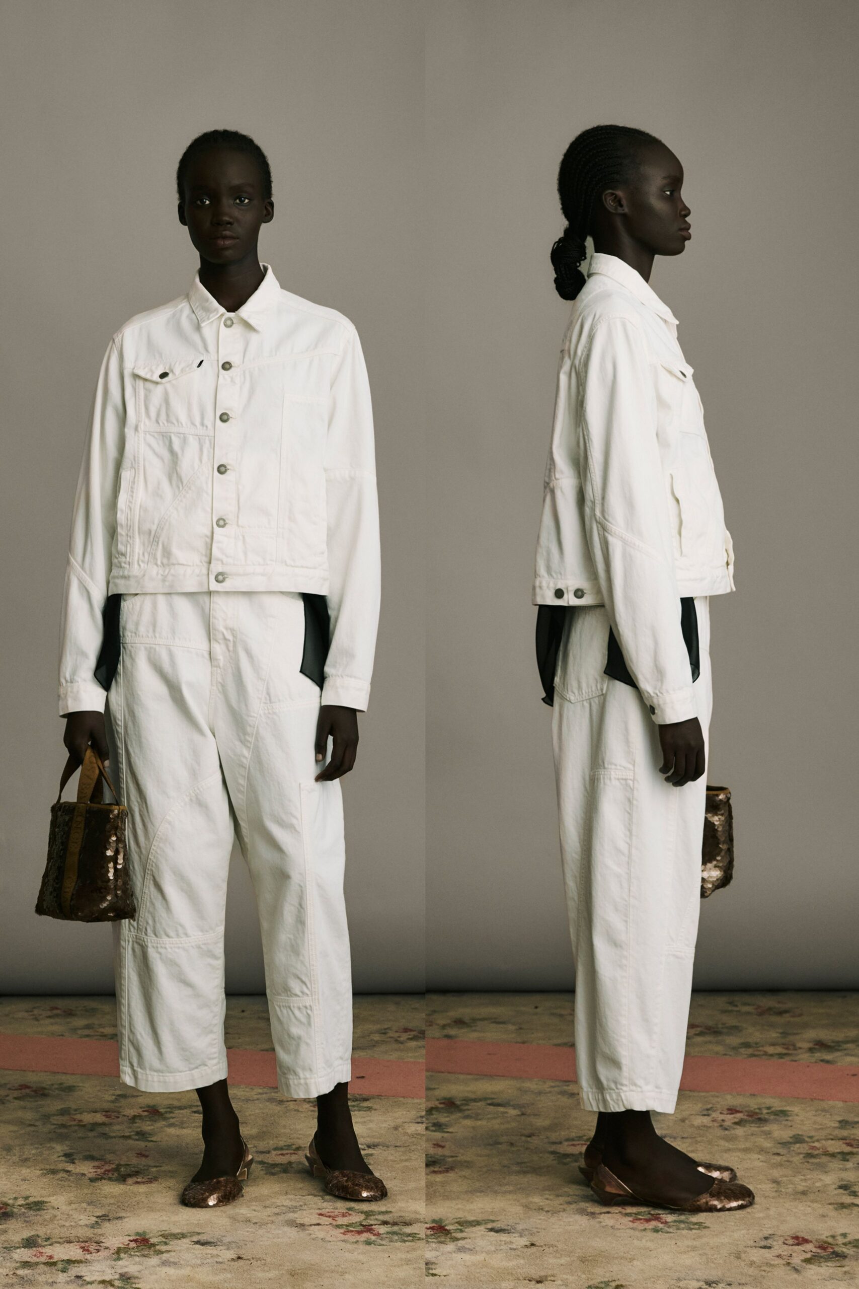 white relaxed jacket and pants