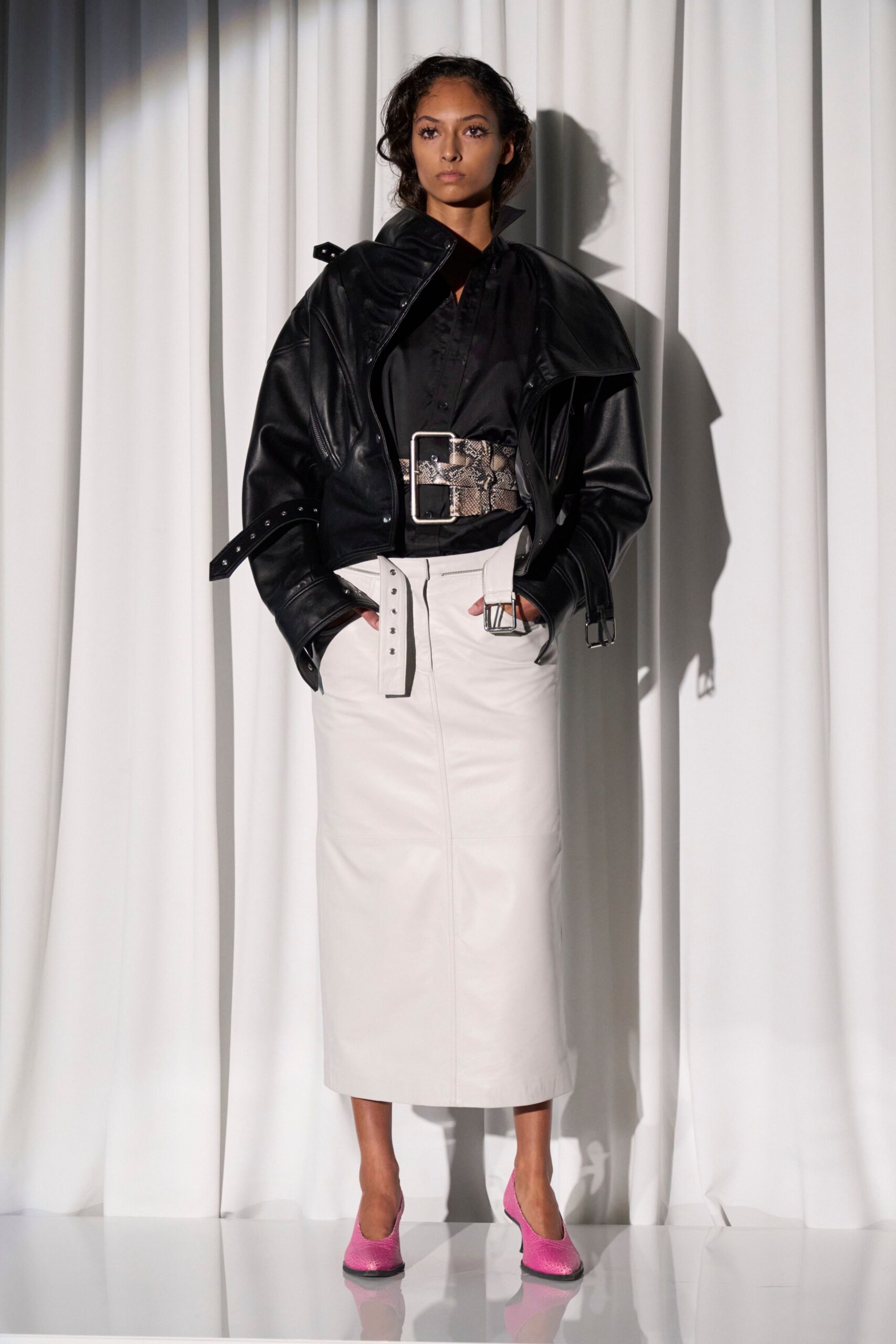 black leather oversized jacket