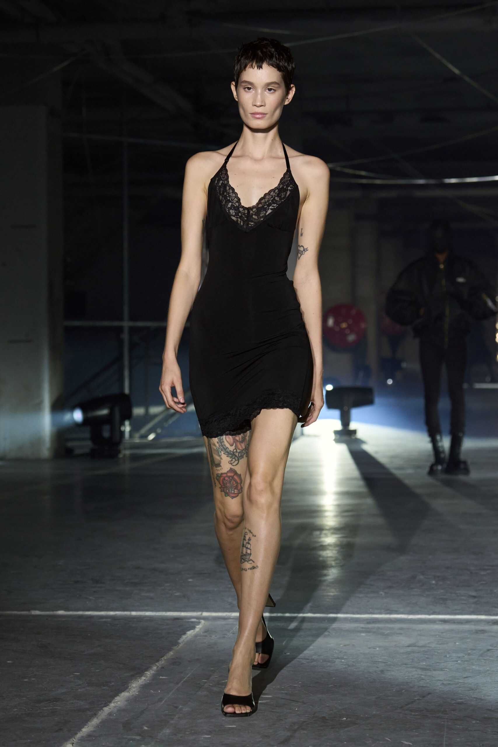 black silk mini dress