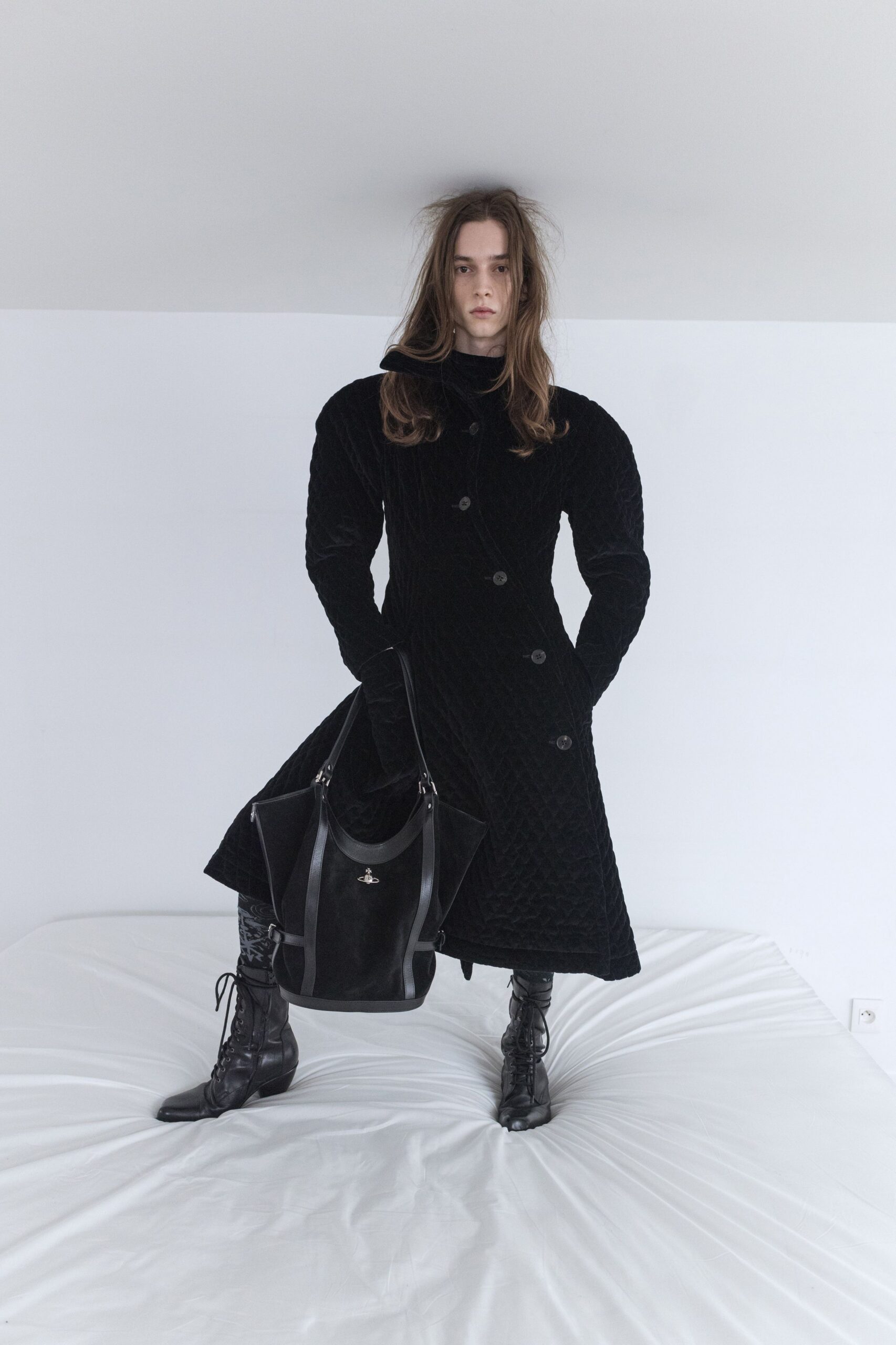 black velvet fitted coat