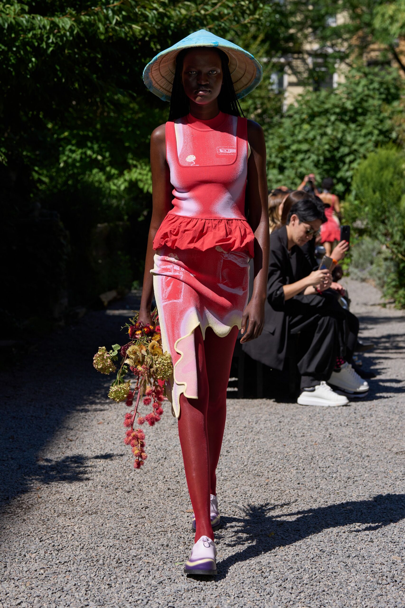 red cotton fitted leggings