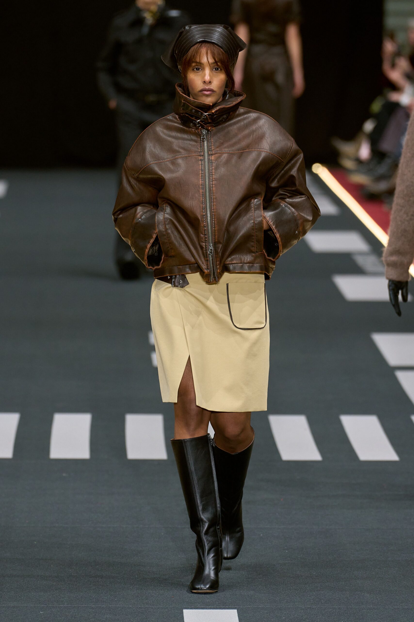 brown leather oversized jacket