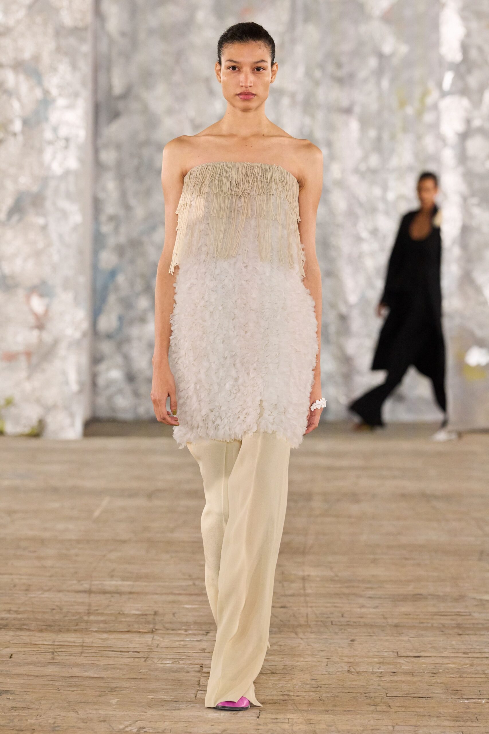 beige silk relaxed straight-leg pants