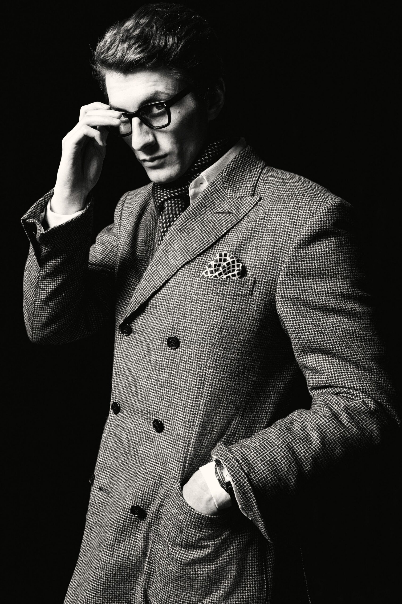 gray tailored blazer with white shirt