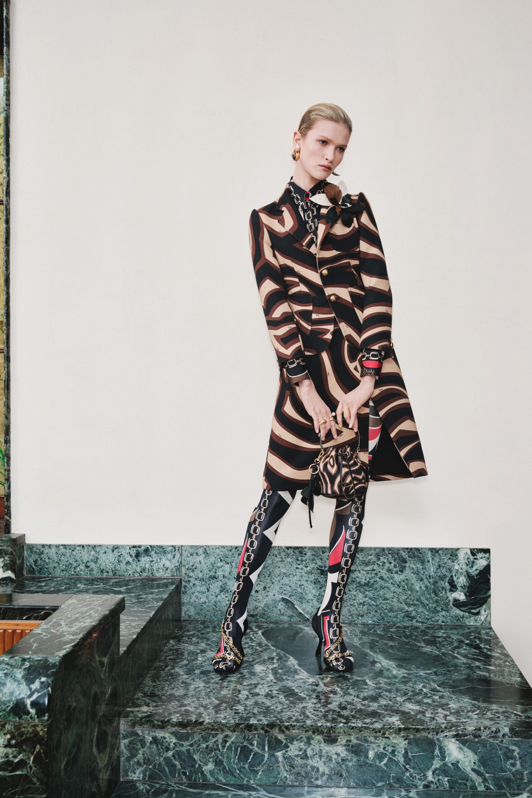 black silk fitted printed pants