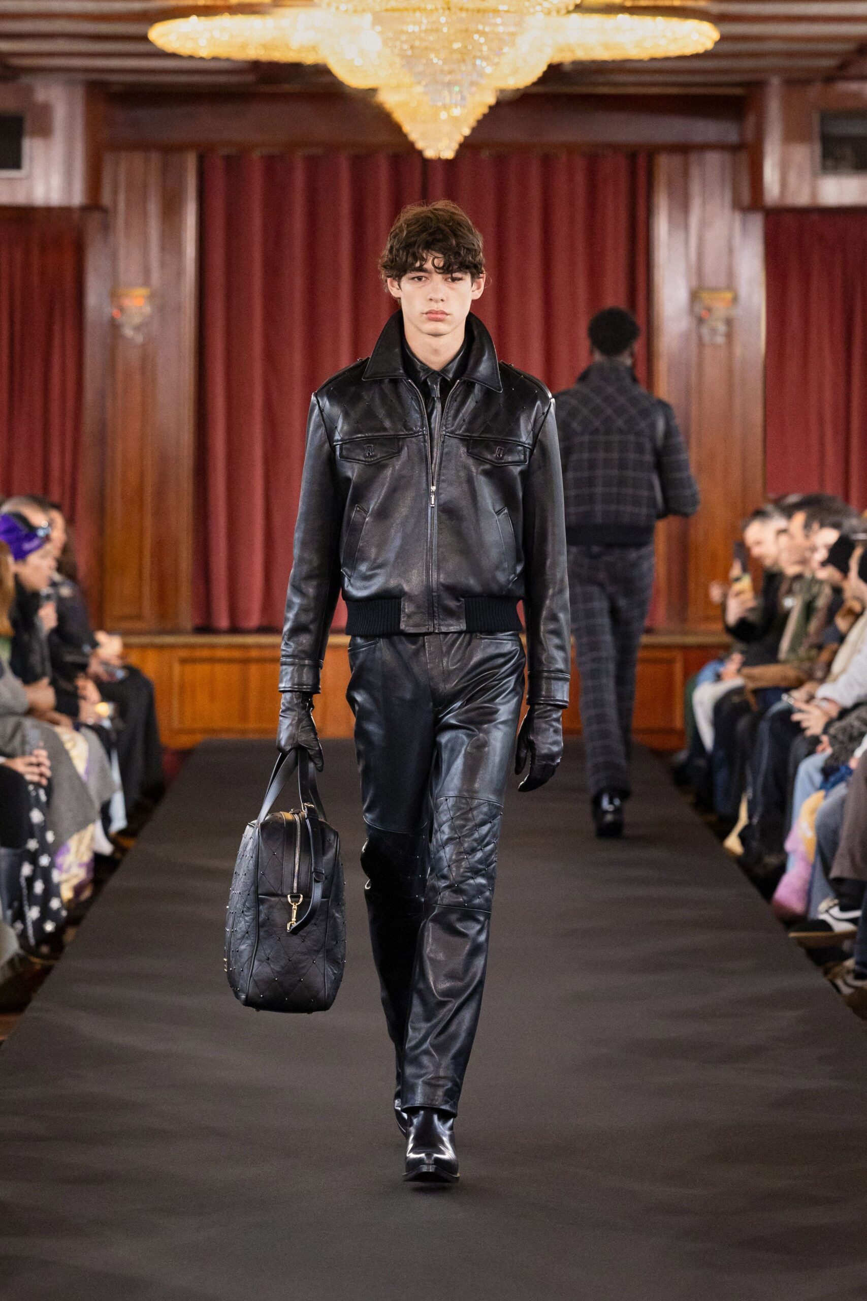 black leather jacket and pants