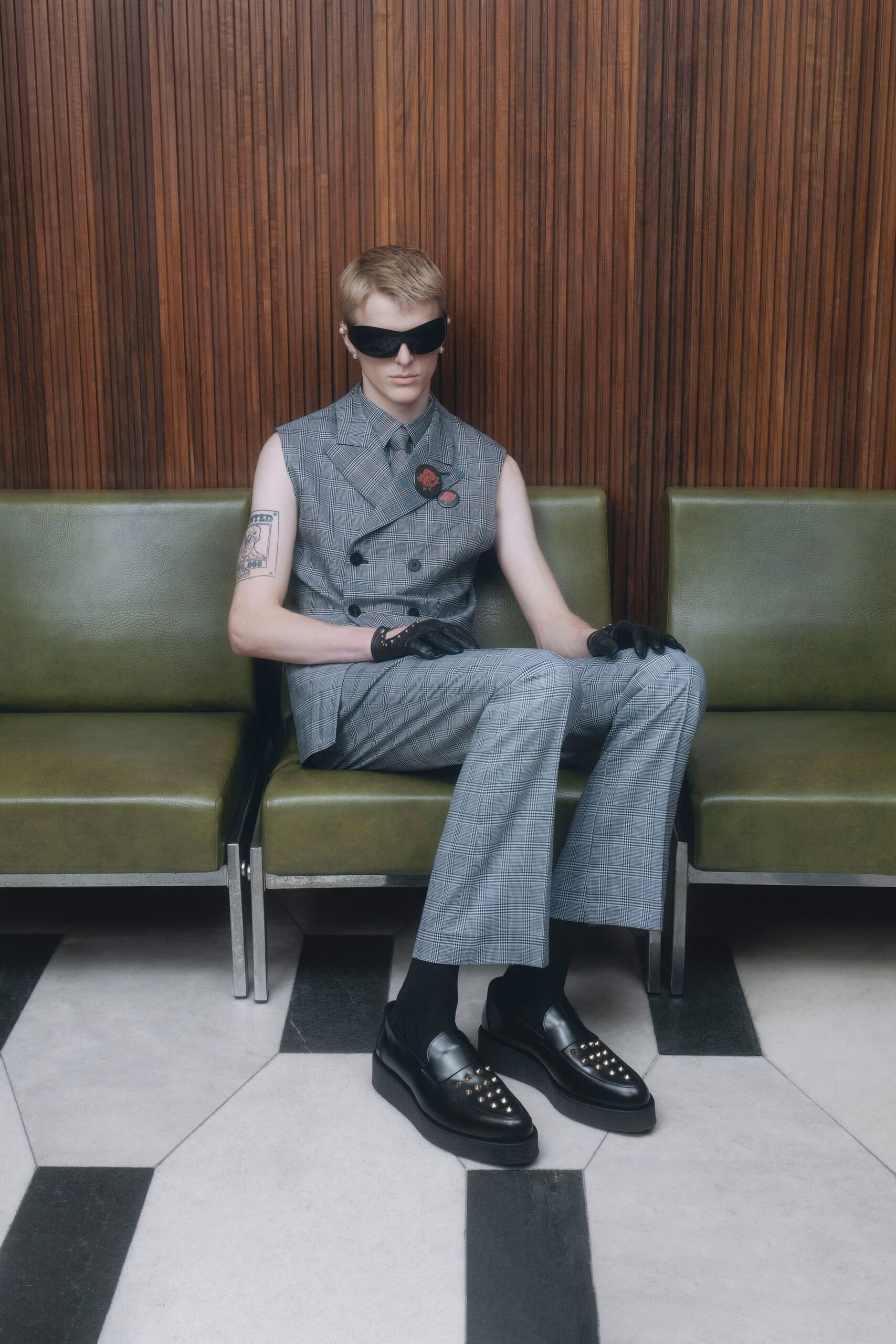 gray fitted vest and pants