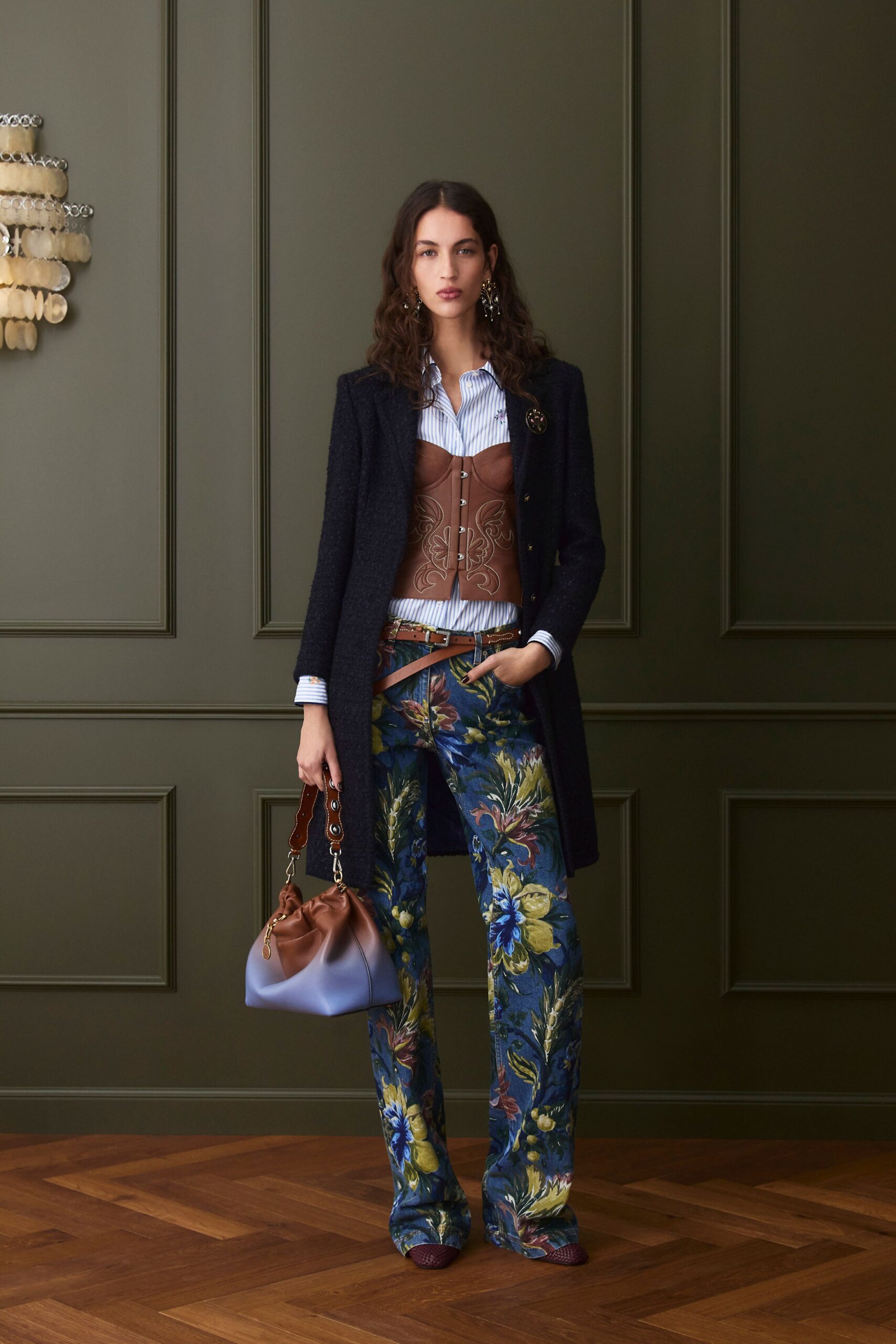 black wool long-sleeve collared tailored buttoned coat