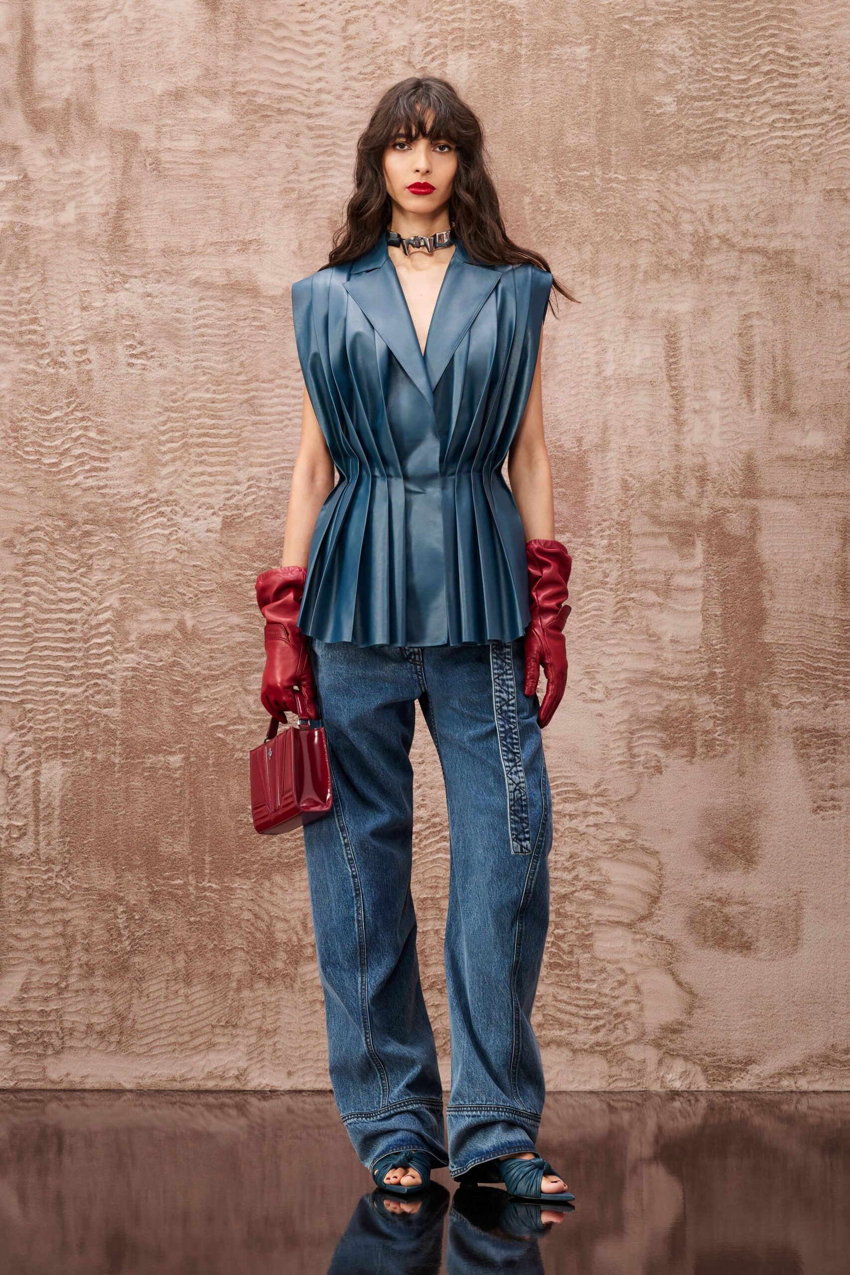 red leather gloves