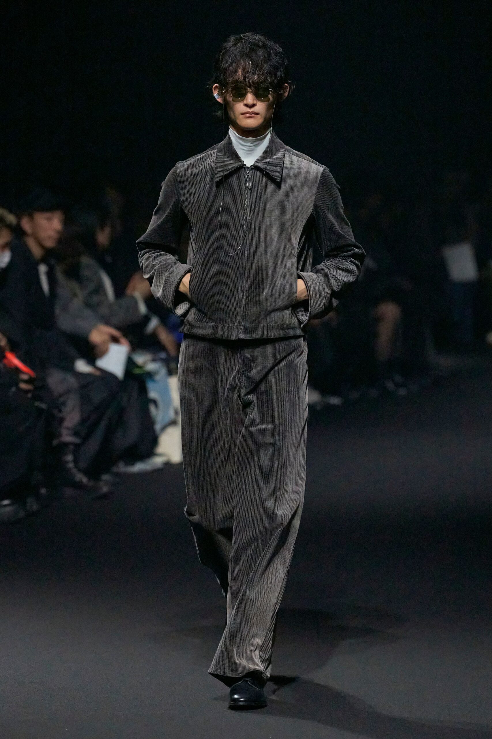 gray relaxed jacket and pants