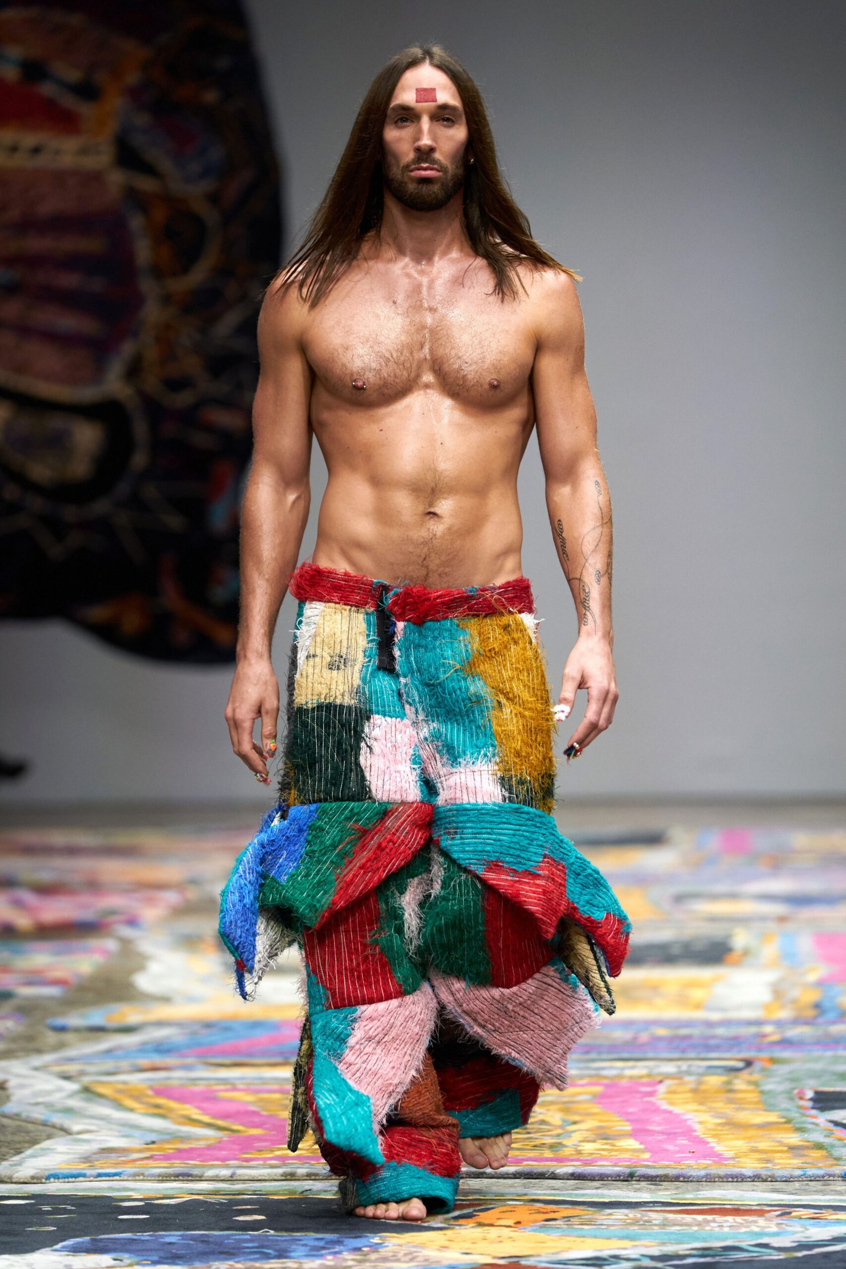 multi-colored fringed skirt