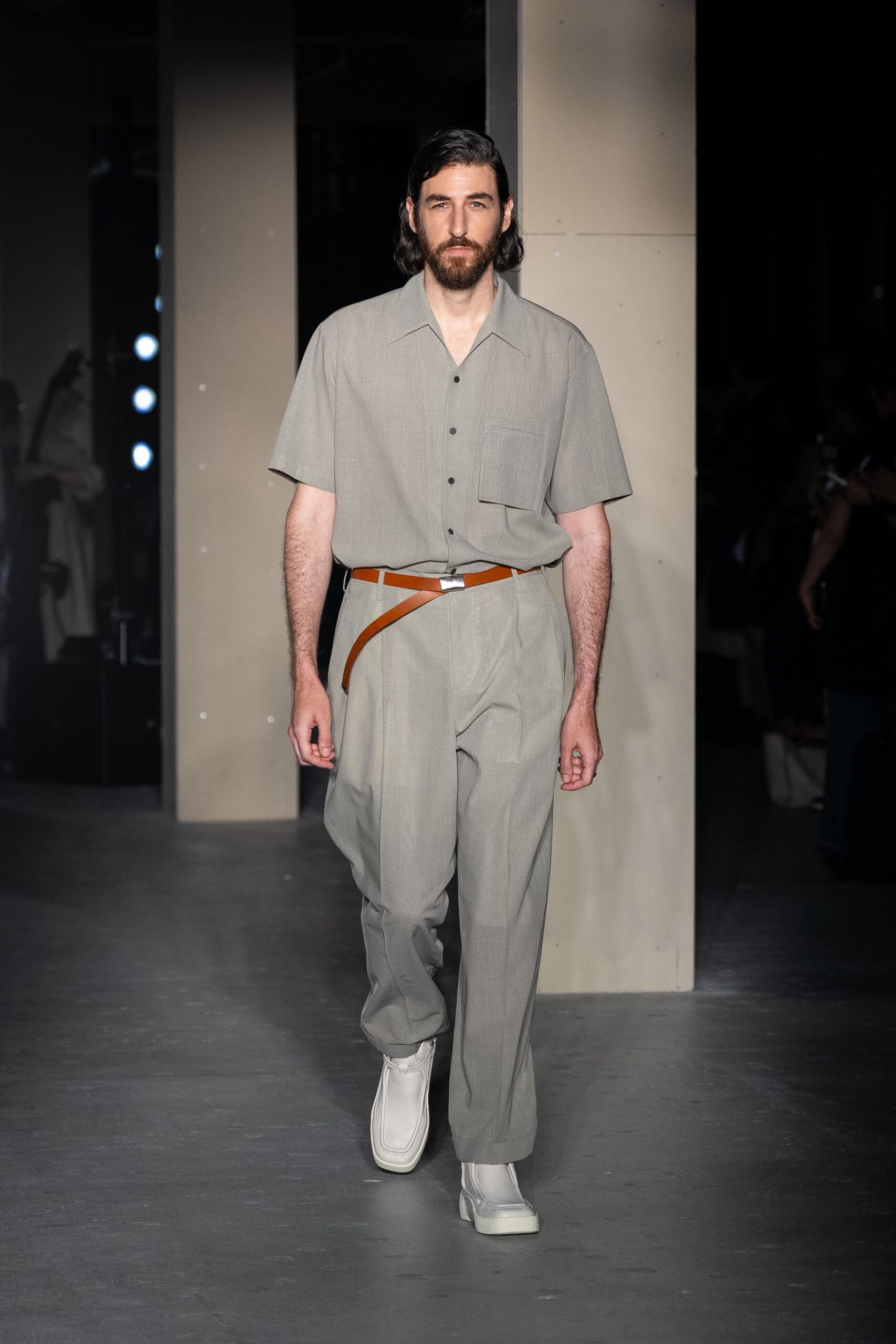 gray relaxed shirt and pants