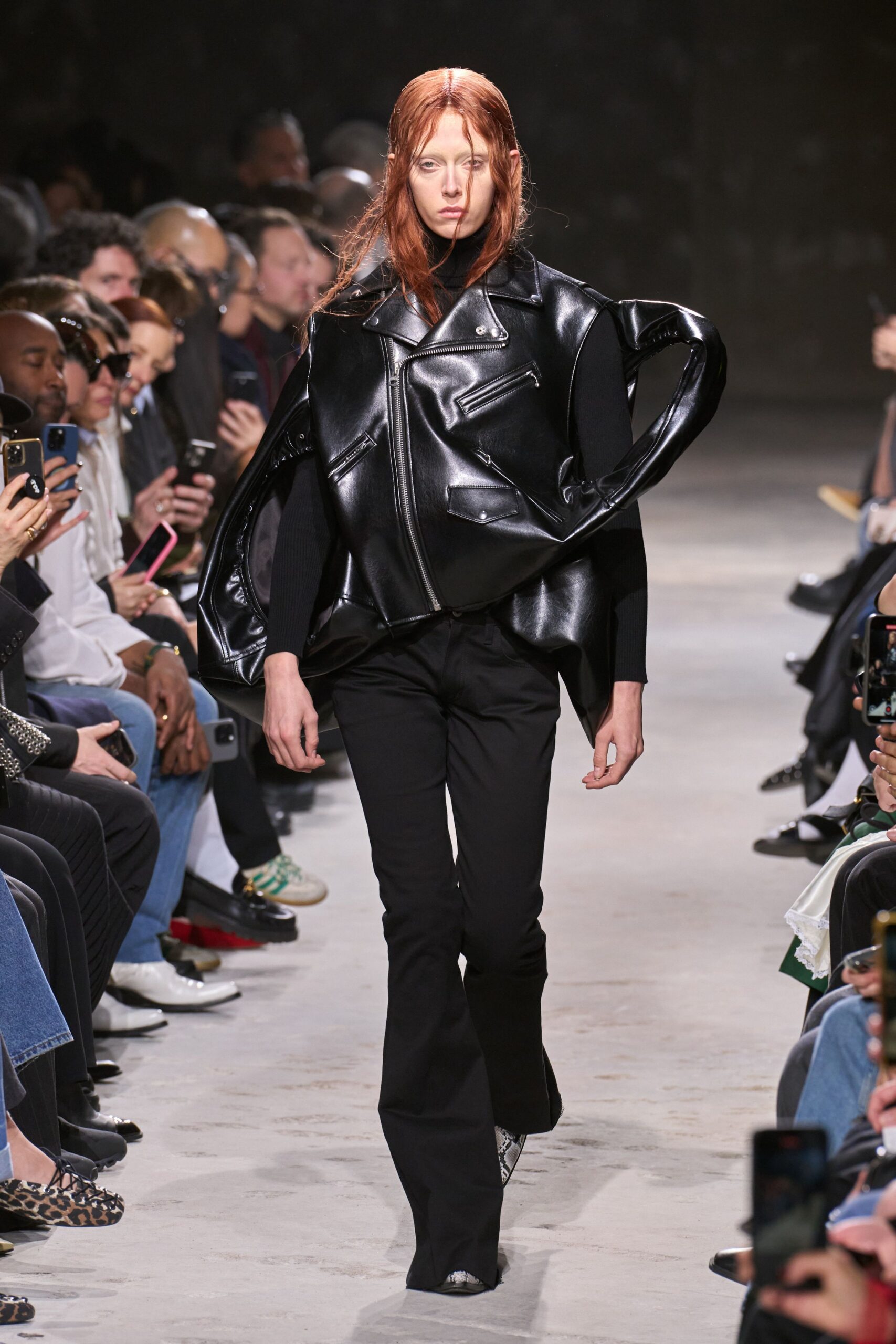 black leather fitted jacket