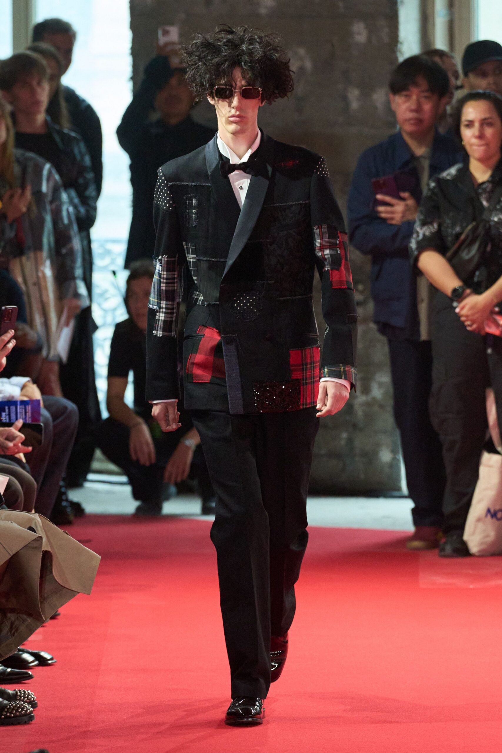 black tailored suit with patchwork