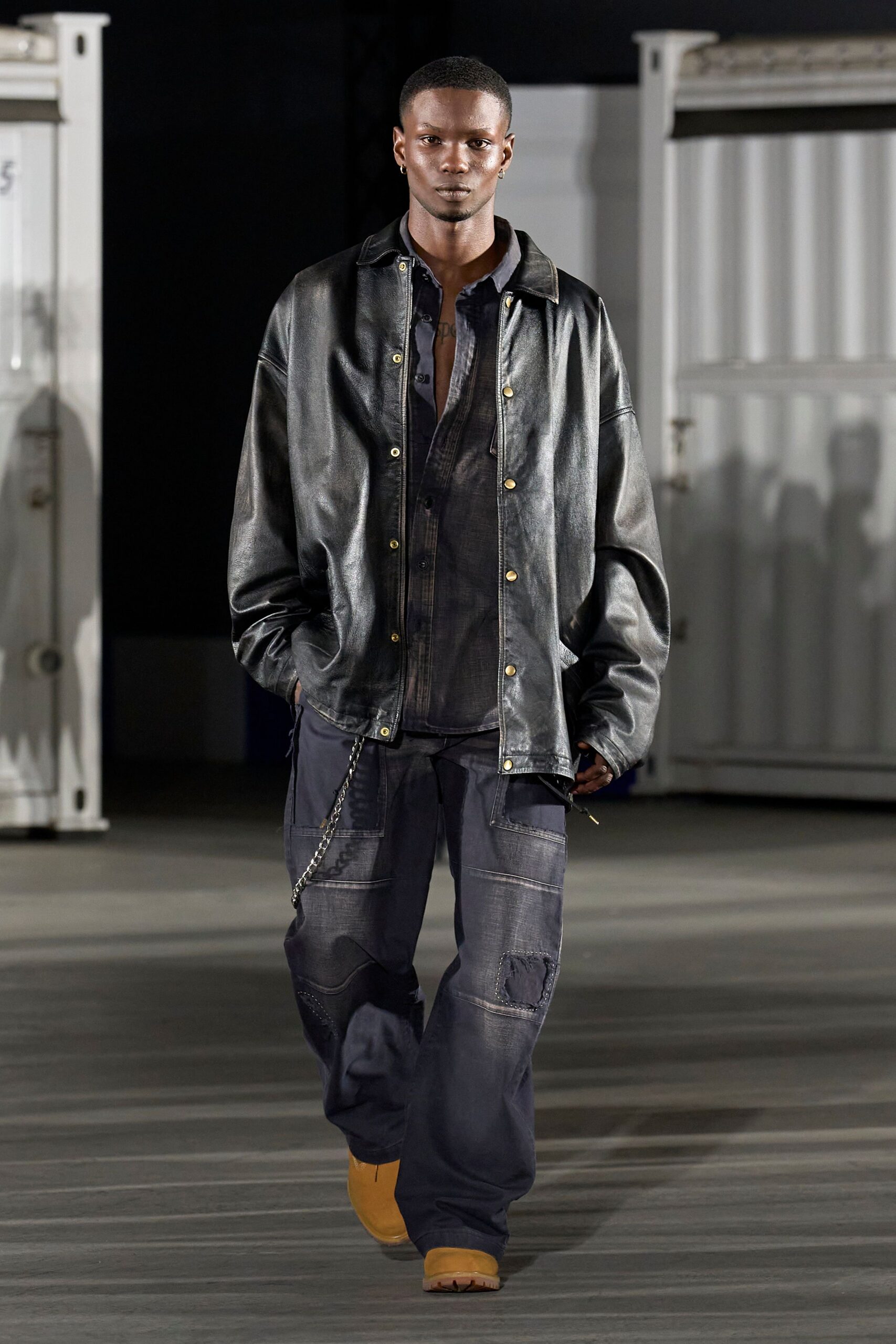 black leather oversized jacket