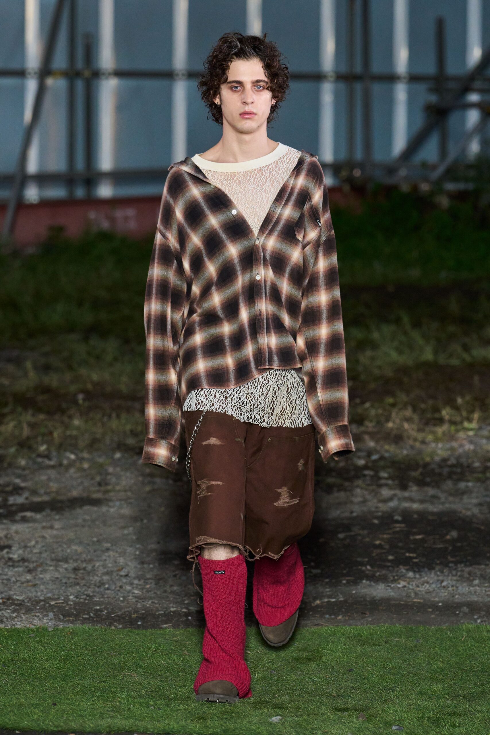 relaxed brown checked shirt