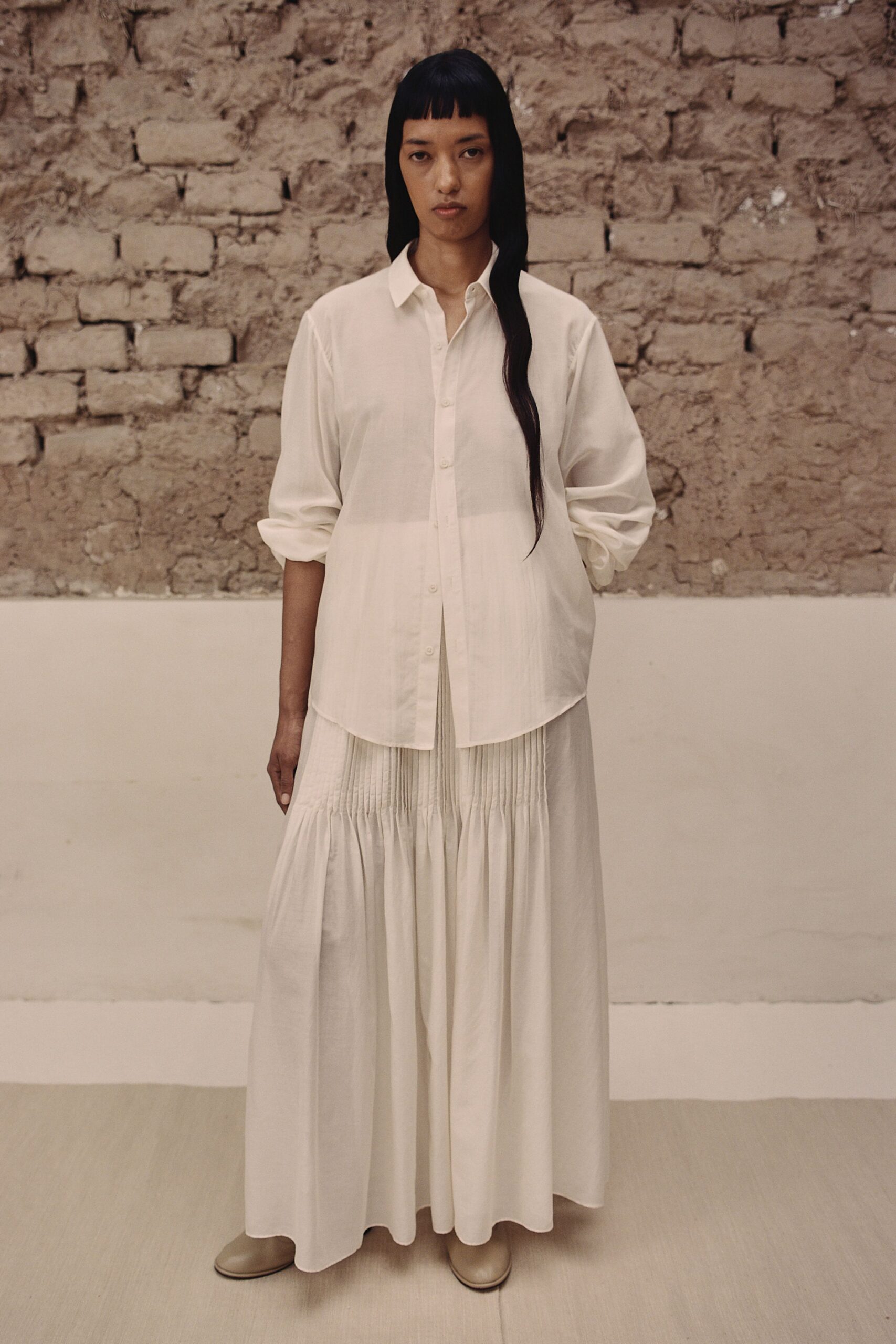 white cotton shirt and skirt