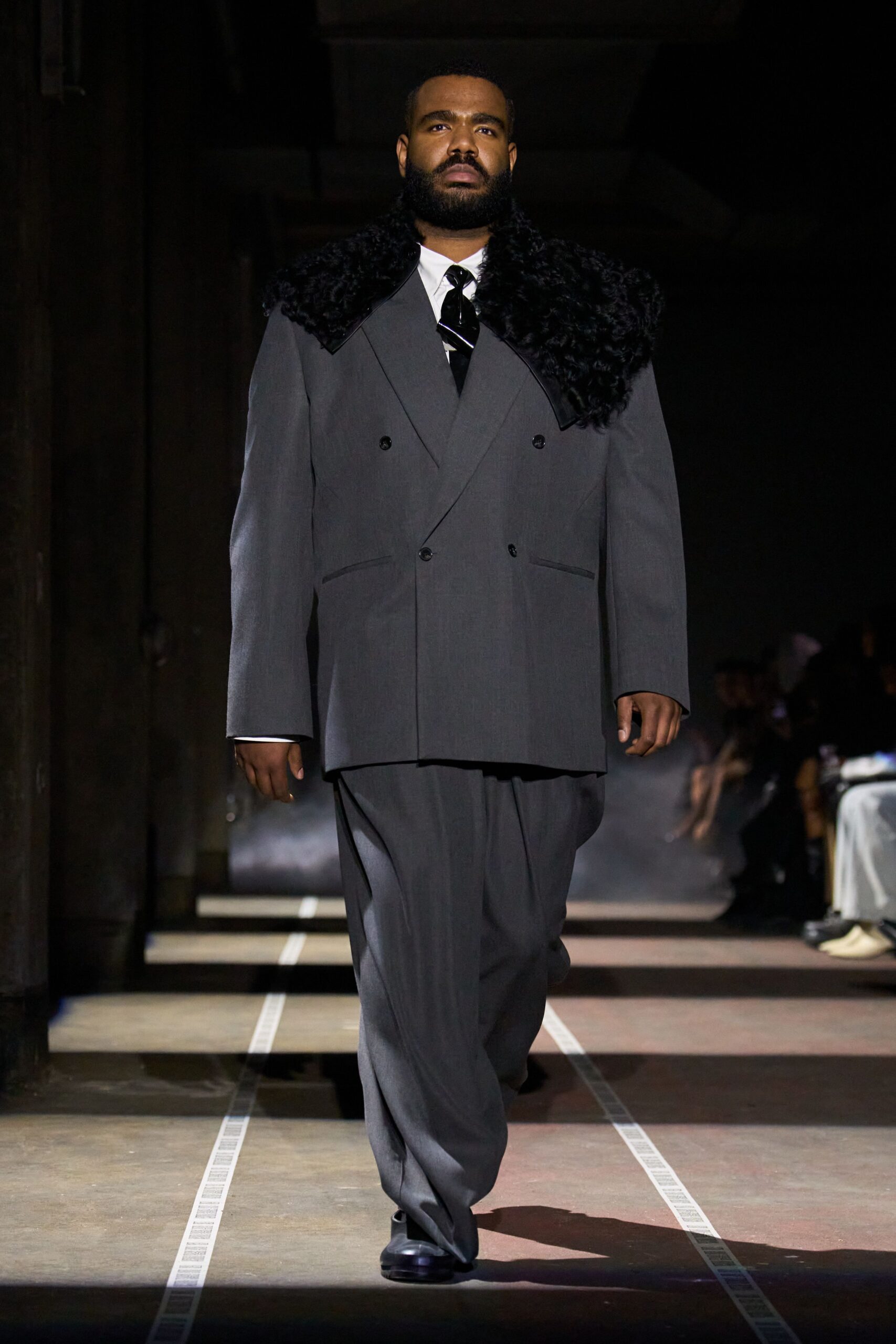 black fur structured layered coat