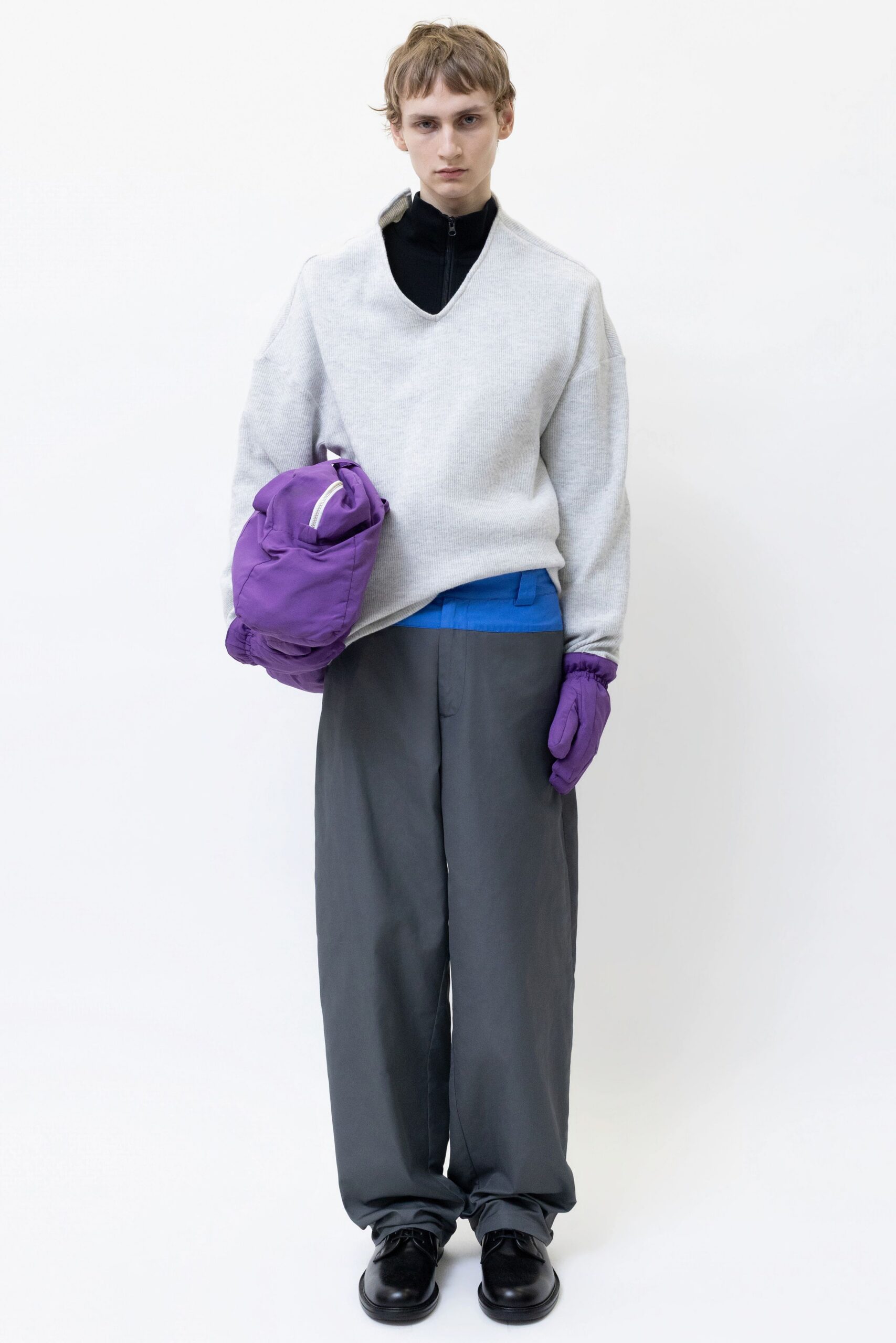 gray relaxed sweater and pants