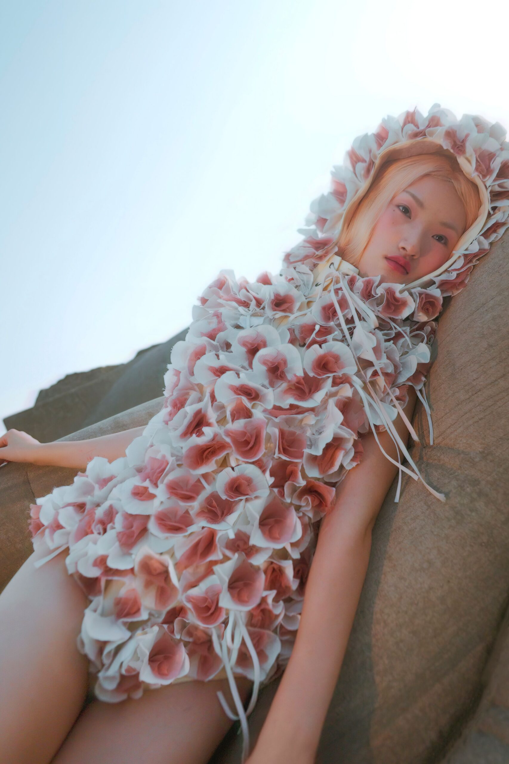 pink floral bodysuit with hood