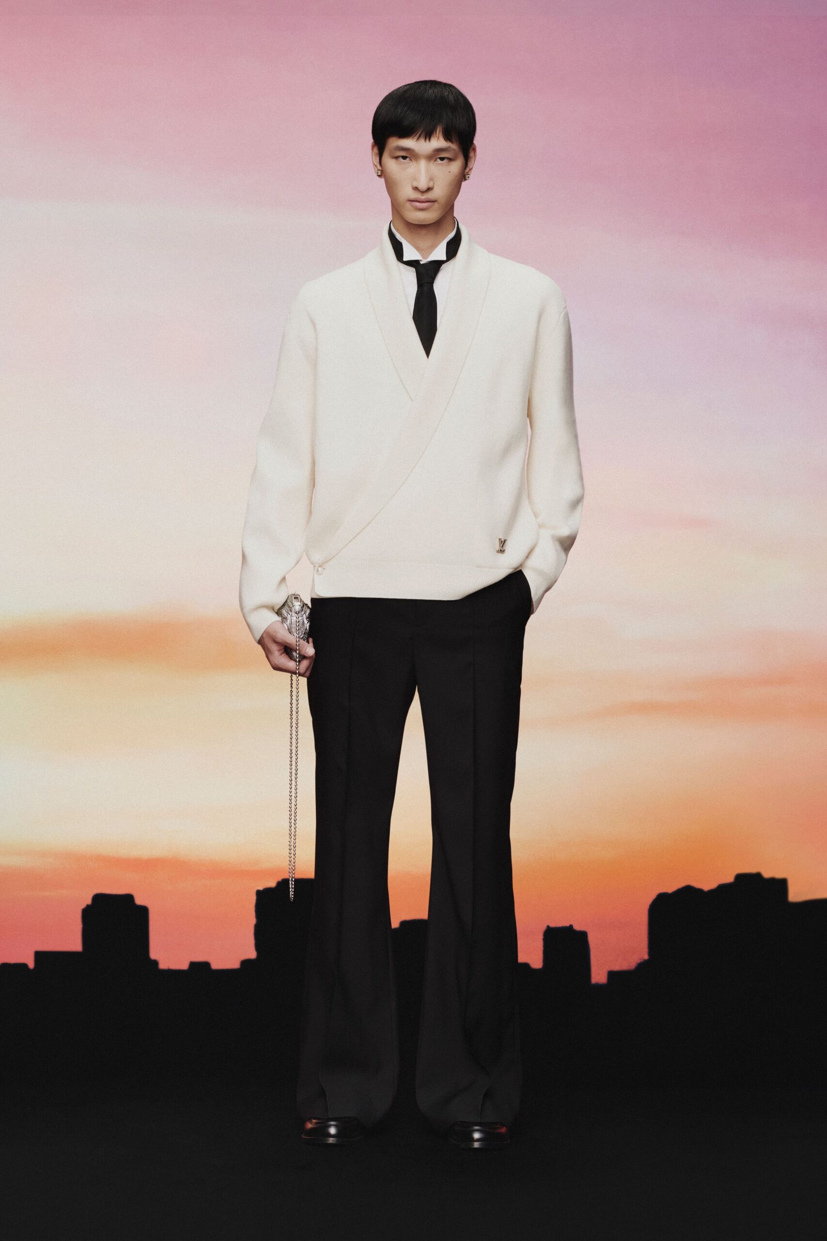 black wool tailored flared pants